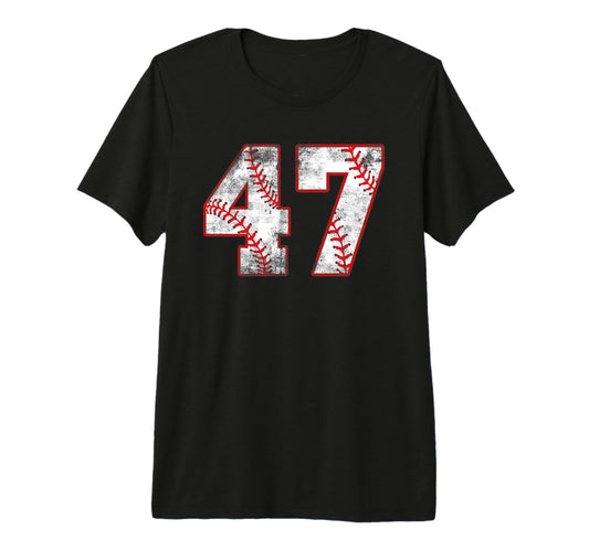 Baseball 47 Jersey Number Tri T-Shirt - Casual Everyday Wear for Adults - T-Shirt, Sweatshirt, Hoodie