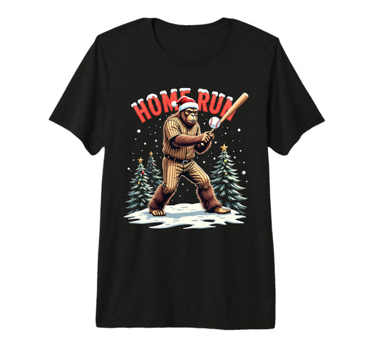 Baseball Homerun Bigfoot Santa Funny T-Shirt - Aesthetic Graphic Men Women - T-Shirt, Sweatshirt, Hoodie