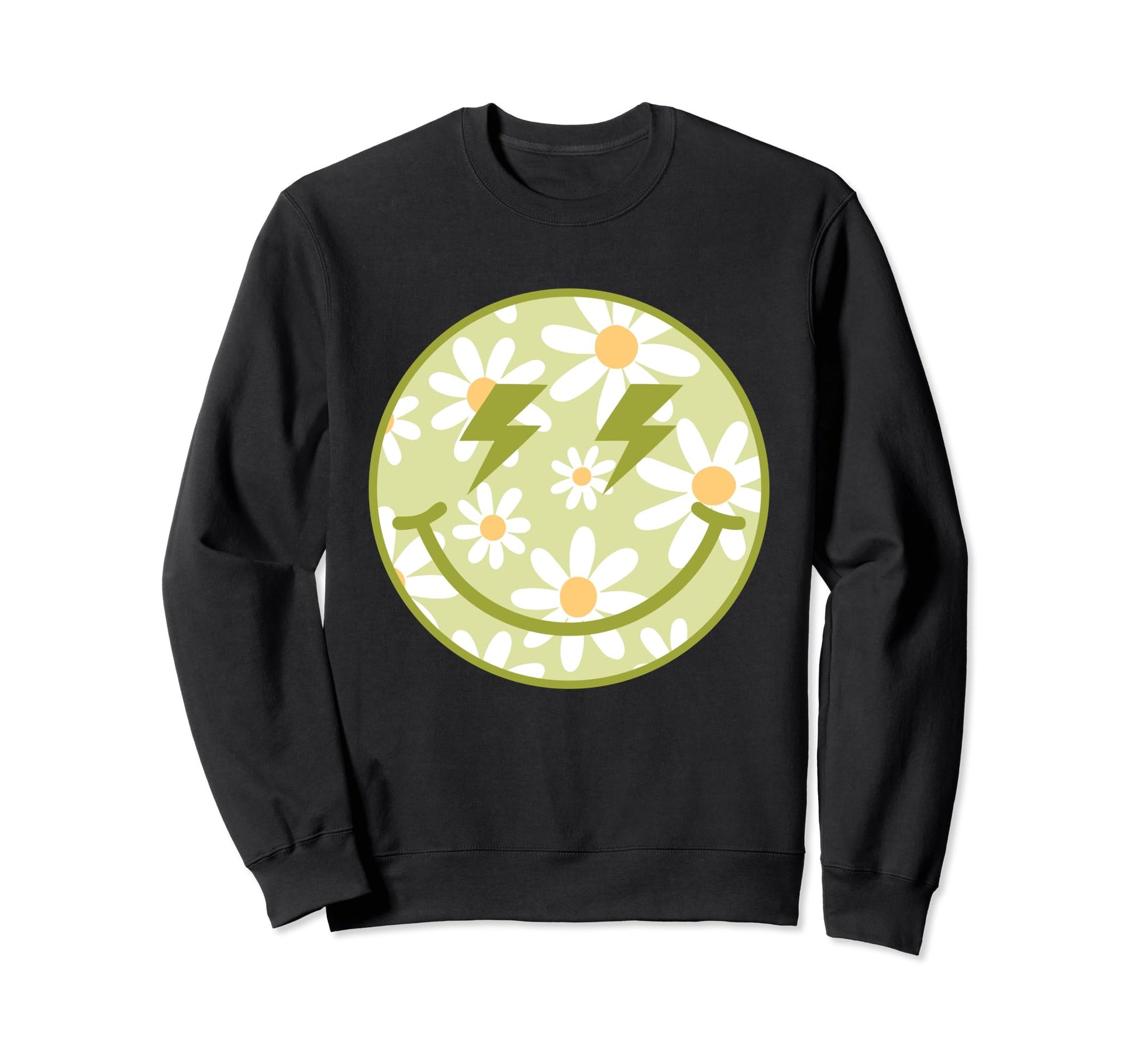 Green Happy Face Checkered Pattern Smile Sweatshirt - Graphic Print Unisex - T-Shirt, Sweatshirt, Hoodie