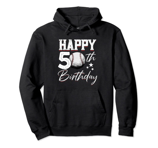 50 Years Old Baseball 50Th Birthday Hoodie - Unique Graphic Men Women - T-Shirt, Sweatshirt, Hoodie
