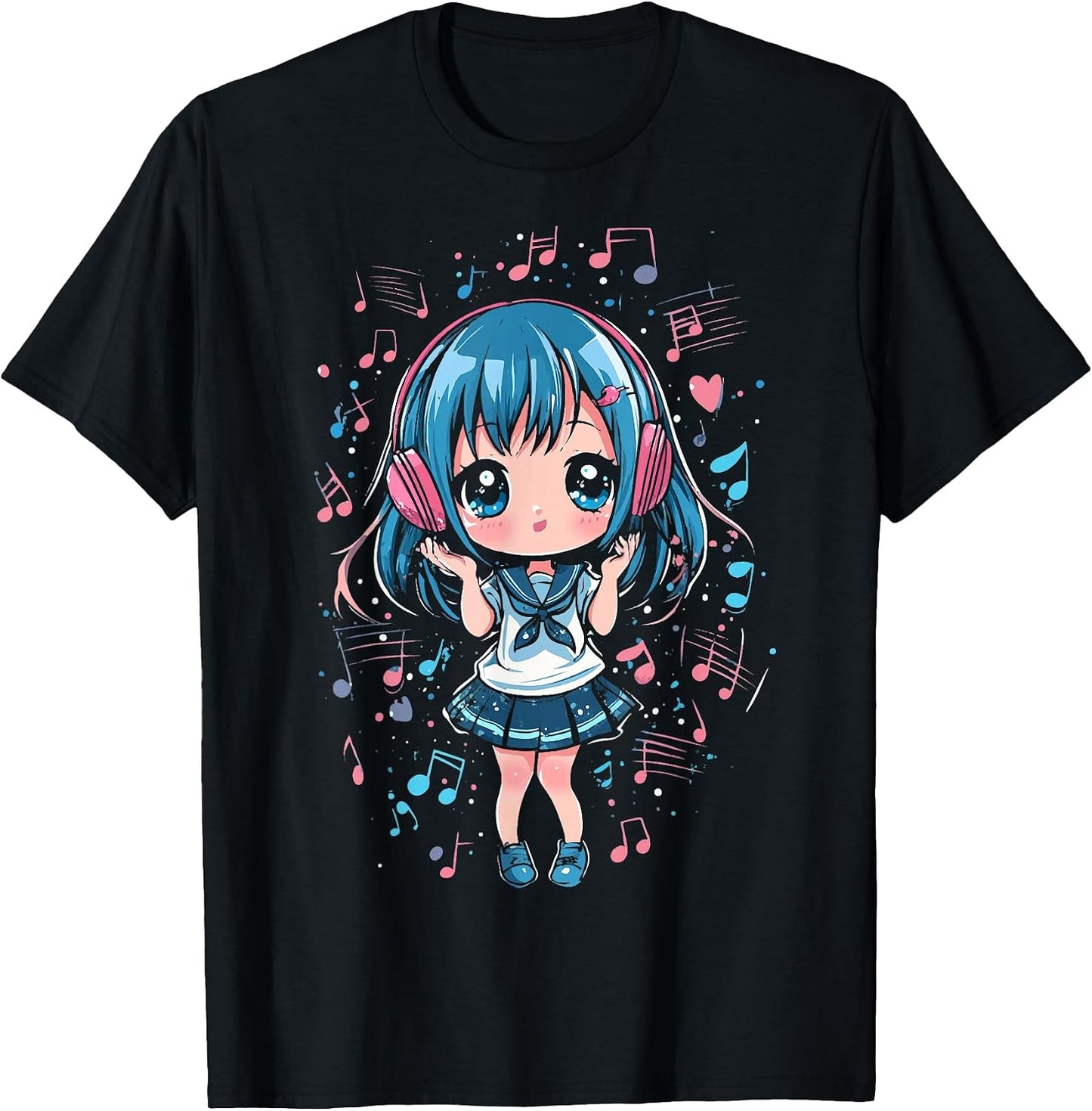 Cute Anime Girl Music - Adult & Kids T-Shirts, Sweatshirts & Hoodies apparel design preview 1