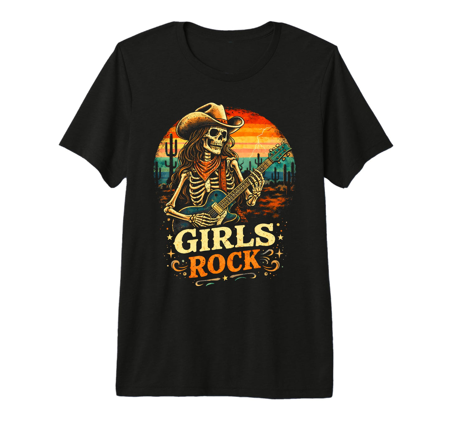 Rock Cowgirl Guitar Western Rockn T-Shirt - Streetwear Style for Adults - T-Shirt, Sweatshirt, Hoodie