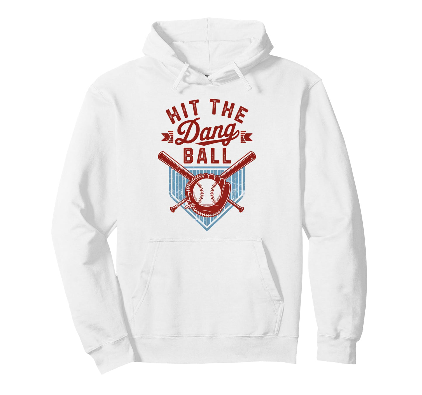 Funny Baseball Hit Dang Ball Hoodie - Minimalist Print for Adults - T-Shirt, Sweatshirt, Hoodie
