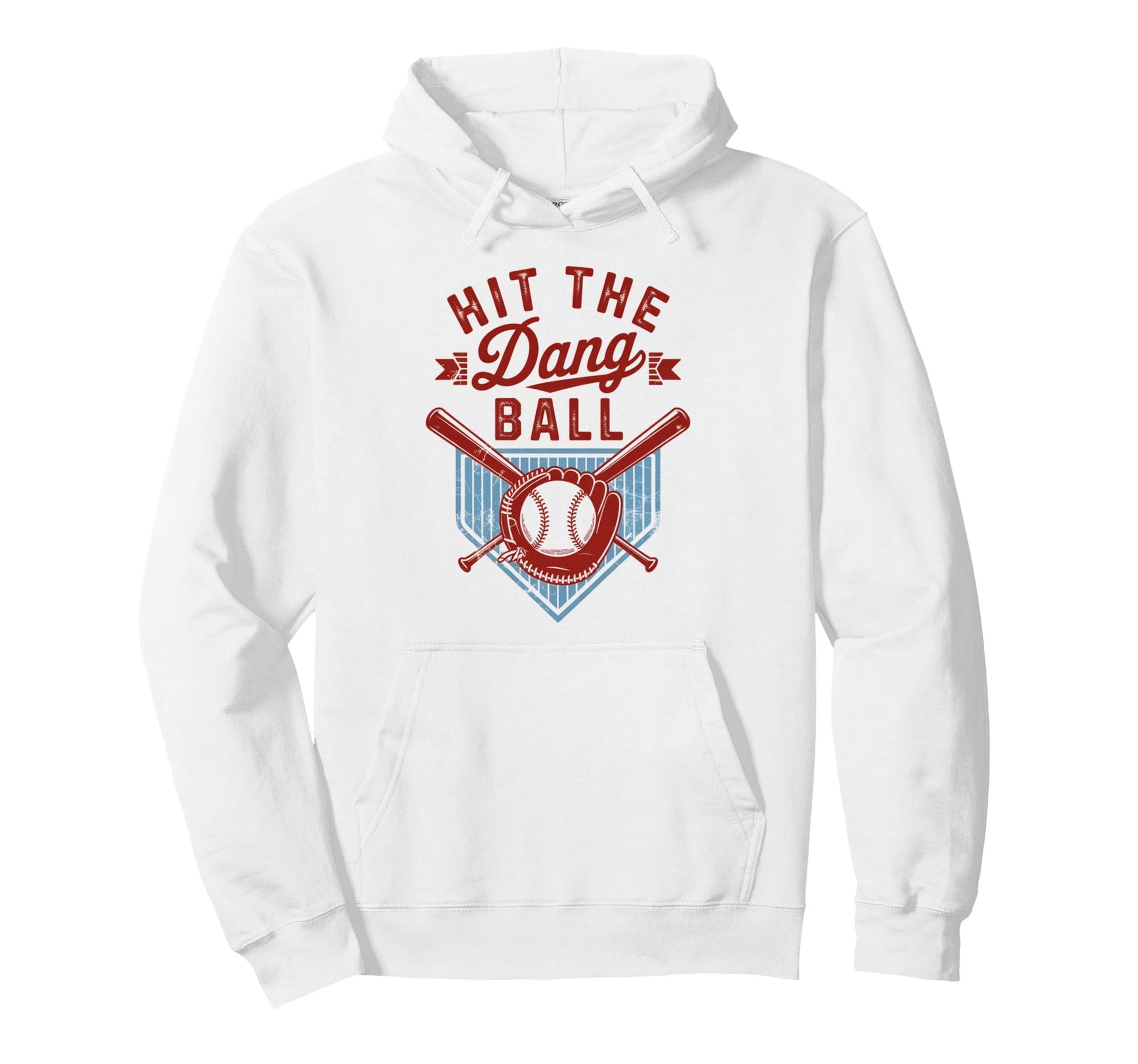Funny Baseball Hit Dang Ball Hoodie - Minimalist Print for Adults - T-Shirt, Sweatshirt, Hoodie