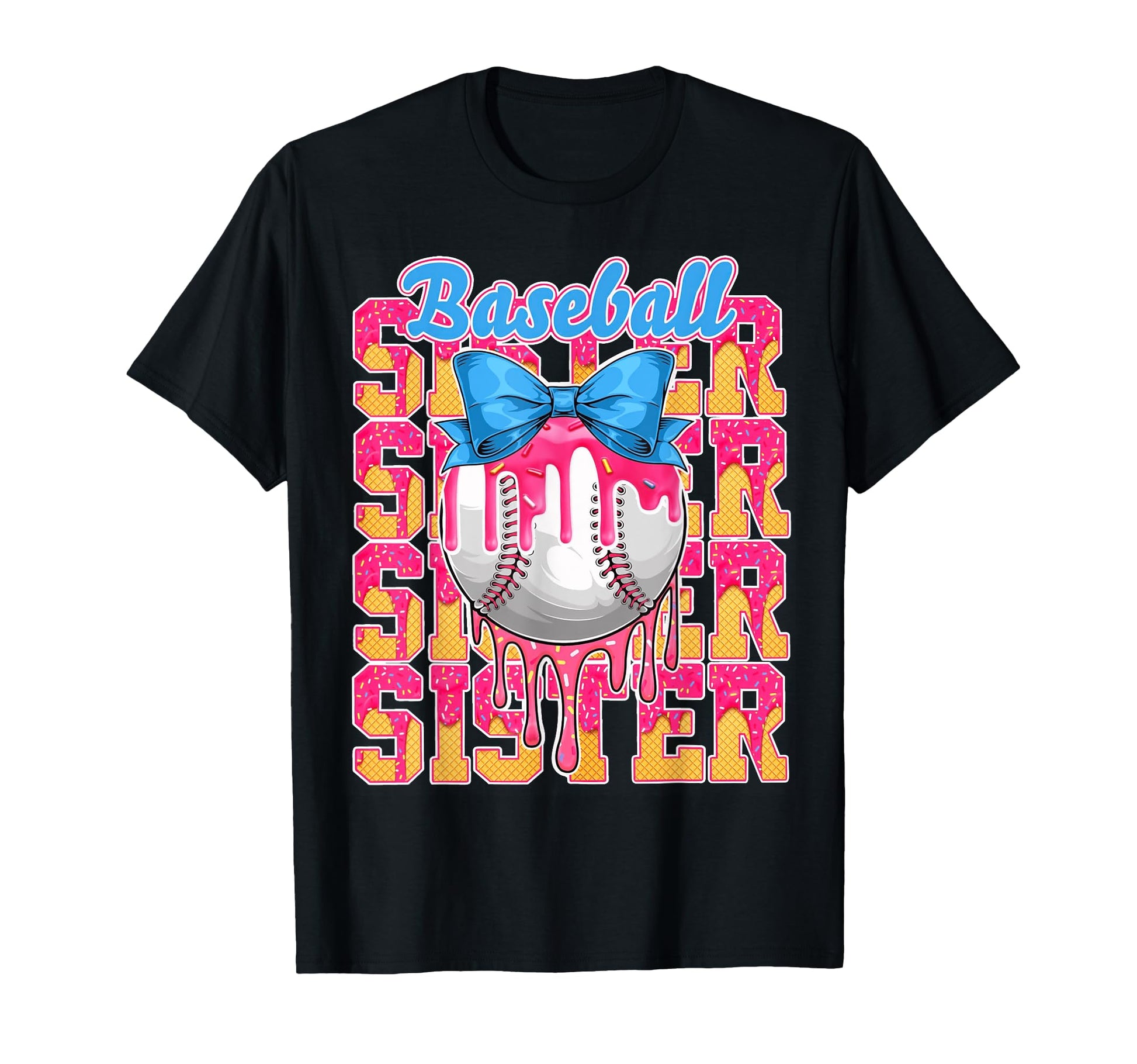 Baseball Sister Ice Cream Drip Coquette T-Shirt - Unique Graphic Unisex - T-Shirt, Sweatshirt, Hoodie
