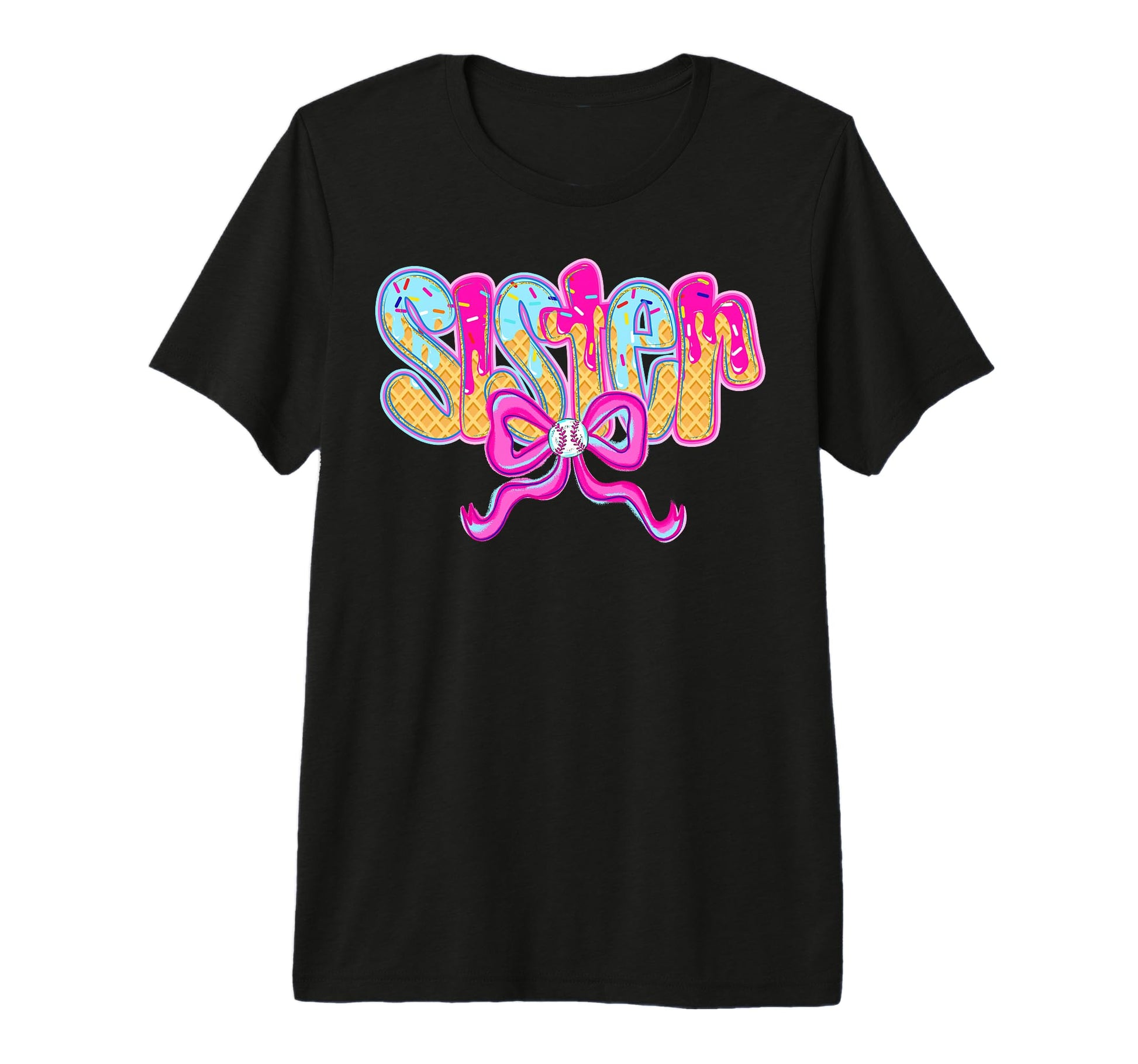 Baseball Sister Drip Ice Cream T-Shirt - Minimalist Print for Adults - T-Shirt, Sweatshirt, Hoodie