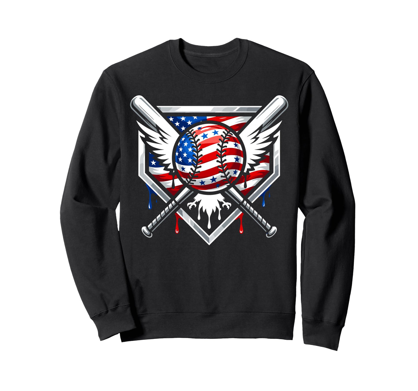 Patriotic Baseball Eagle Usa Flag Sweatshirt - Trendy Graphic Men Women - T-Shirt, Sweatshirt, Hoodie
