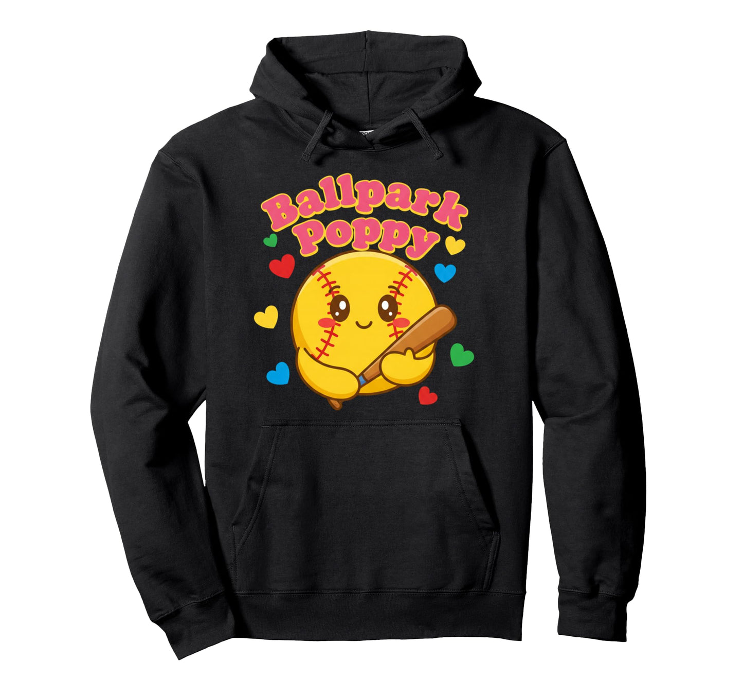 Ballpark Poppy Softball And Baseball Hoodie - Unique Graphic Men Women - T-Shirt, Sweatshirt, Hoodie