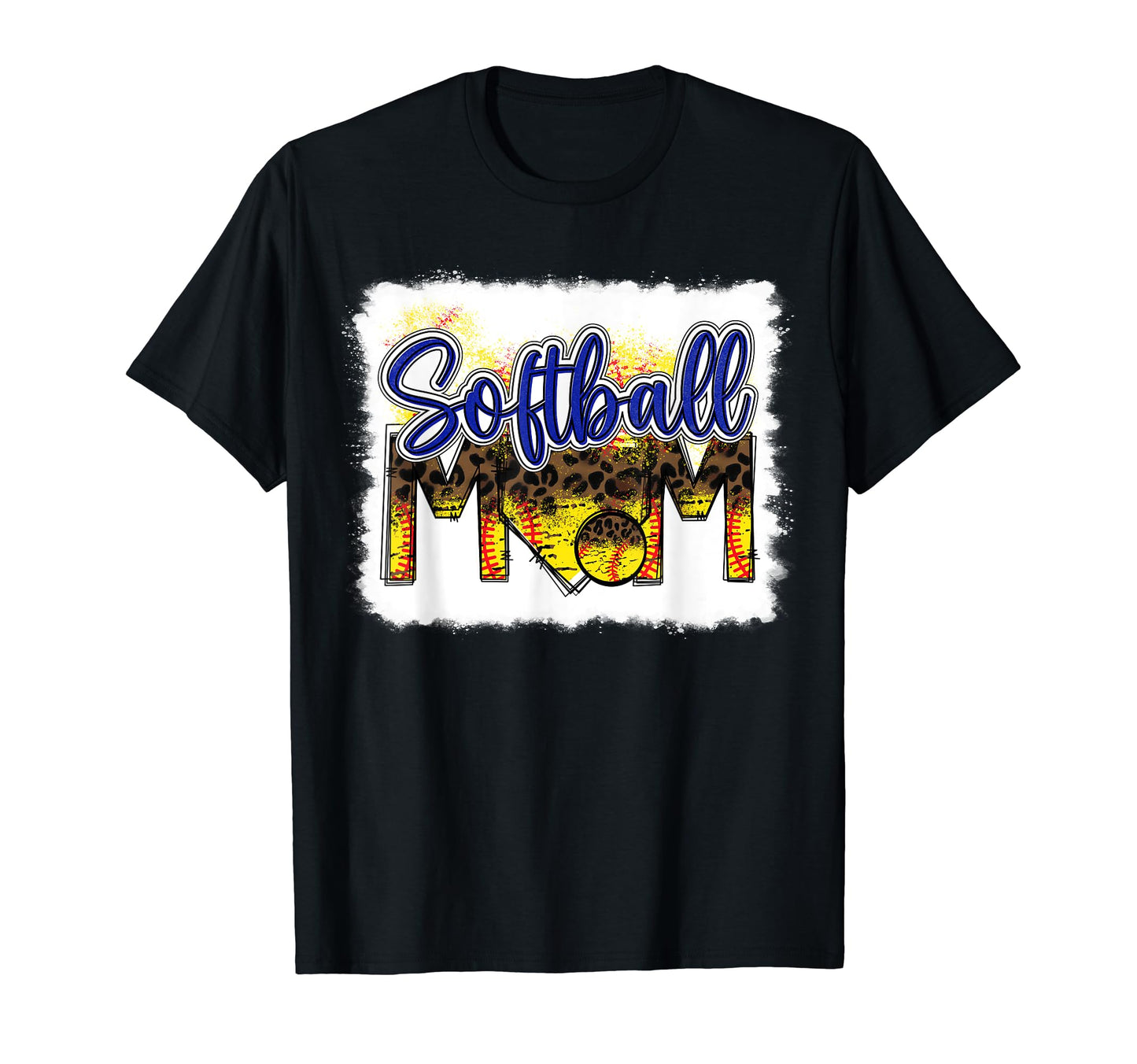 Bleached Softball Mom Leopard T-Shirt - Fun Novelty Design for Adults - T-Shirt, Sweatshirt, Hoodie