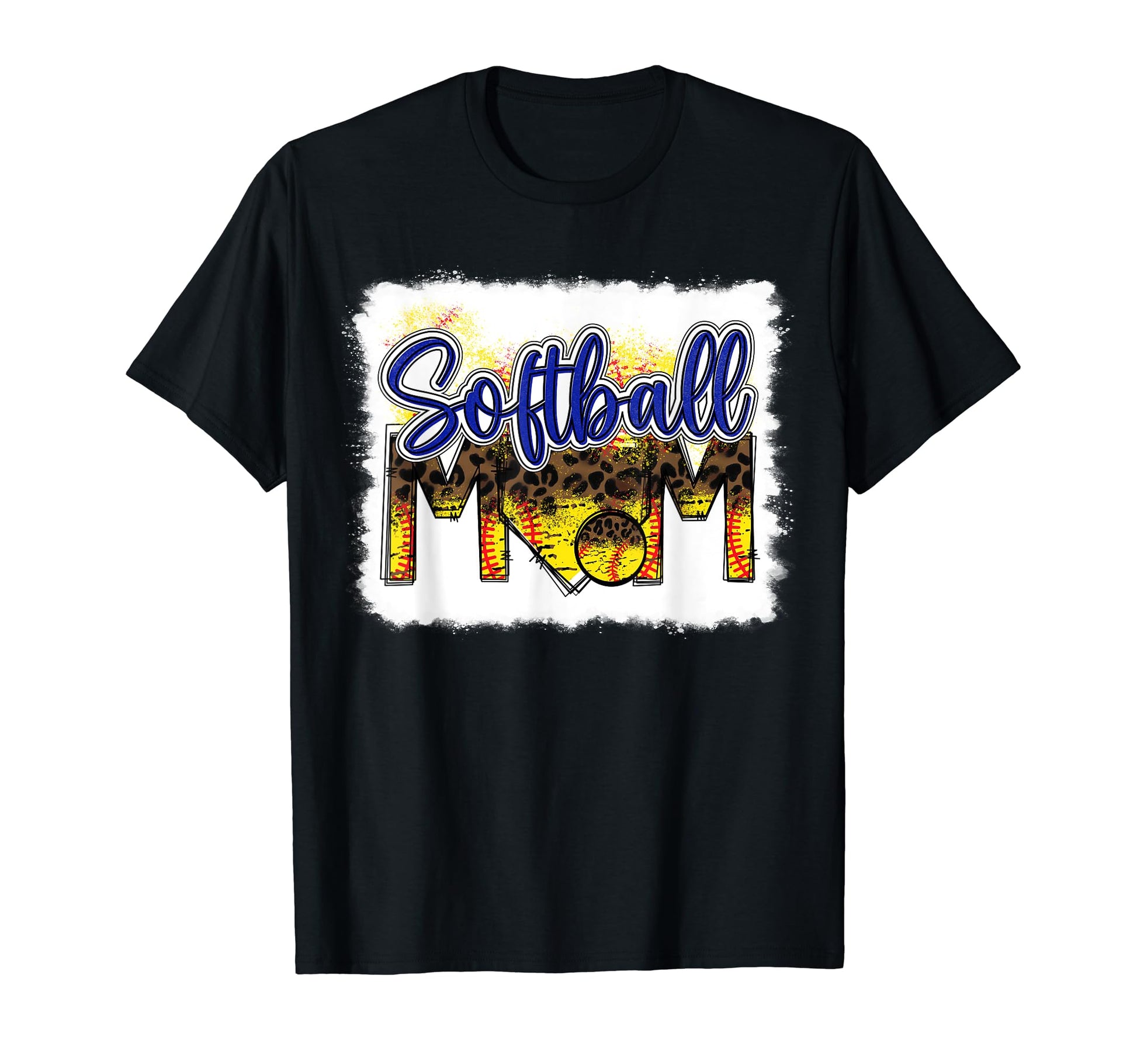 Bleached Softball Mom Leopard T-Shirt - Fun Novelty Design for Adults - T-Shirt, Sweatshirt, Hoodie