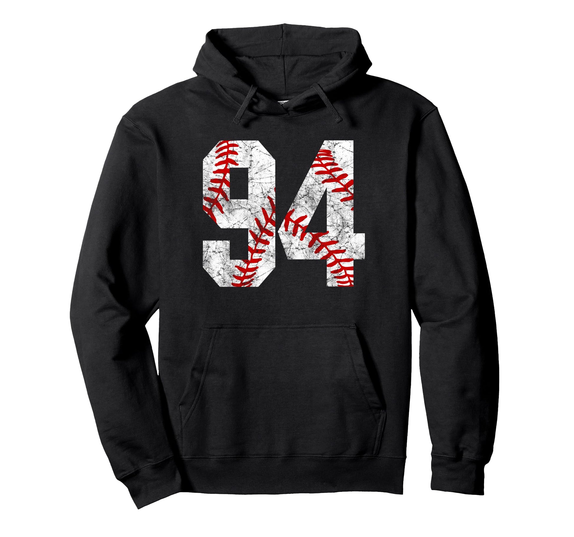 Distressed Baseball Number 94 Jersey Hoodie - Graphic Print for Adults - T-Shirt, Sweatshirt, Hoodie