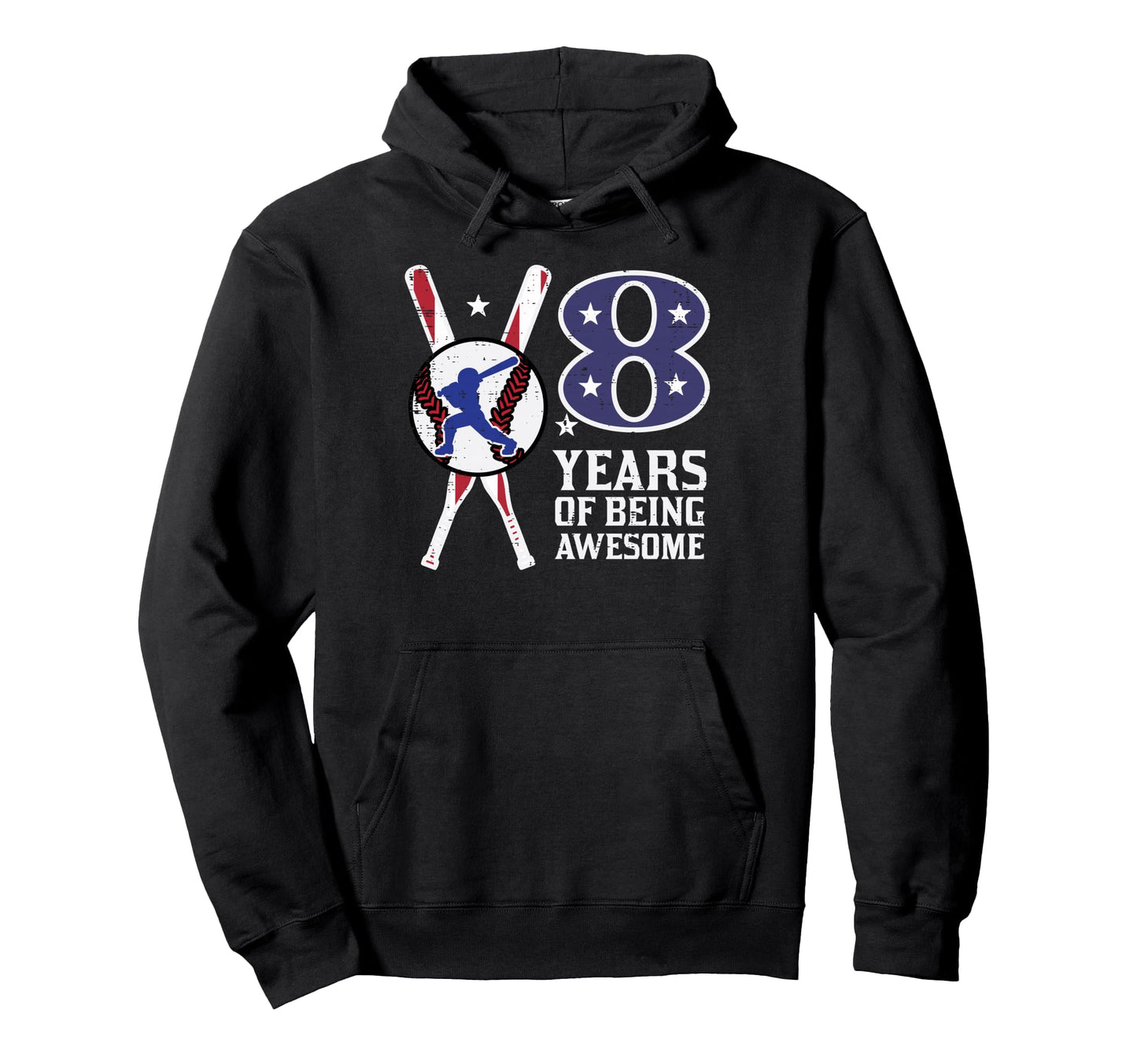 8 Years Being Awesome Baseball Flag 8Th Hoodie - Trendy Graphic Unisex - T-Shirt, Sweatshirt, Hoodie