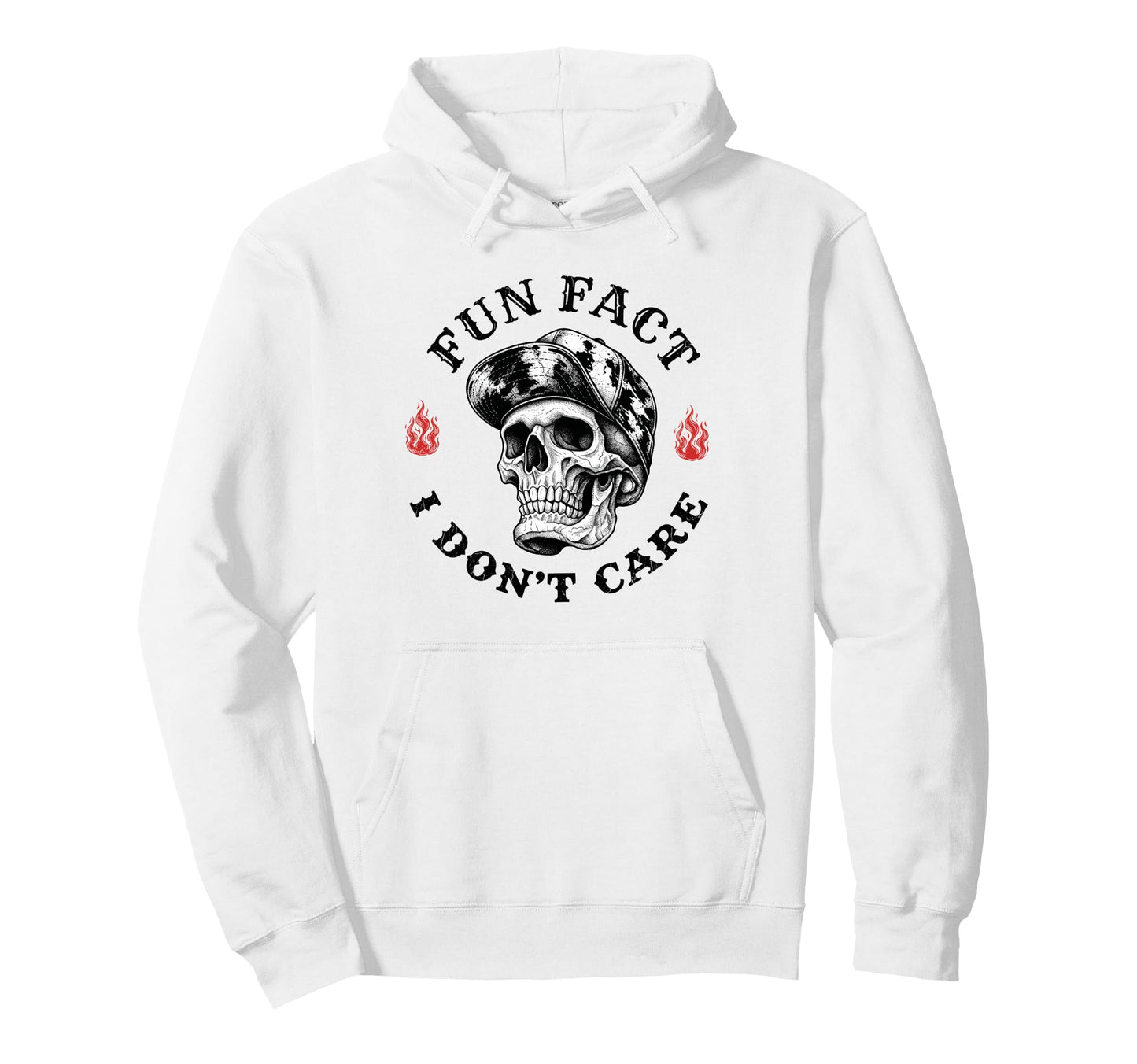 Fun Fact I Dont Care Funny Skeleton Hoodie - Custom Art Print for Adults - T-Shirt, Sweatshirt, Hoodie