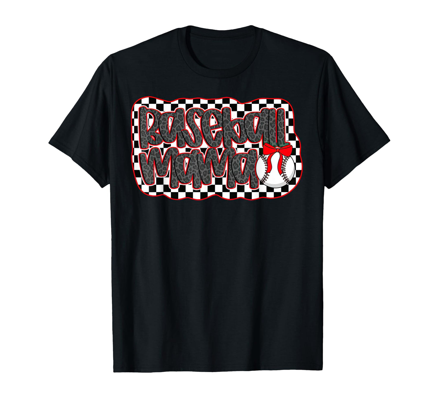 Checkered Baseball Mama Coquette T-Shirt - Novelty Apparel for Adults - T-Shirt, Sweatshirt, Hoodie
