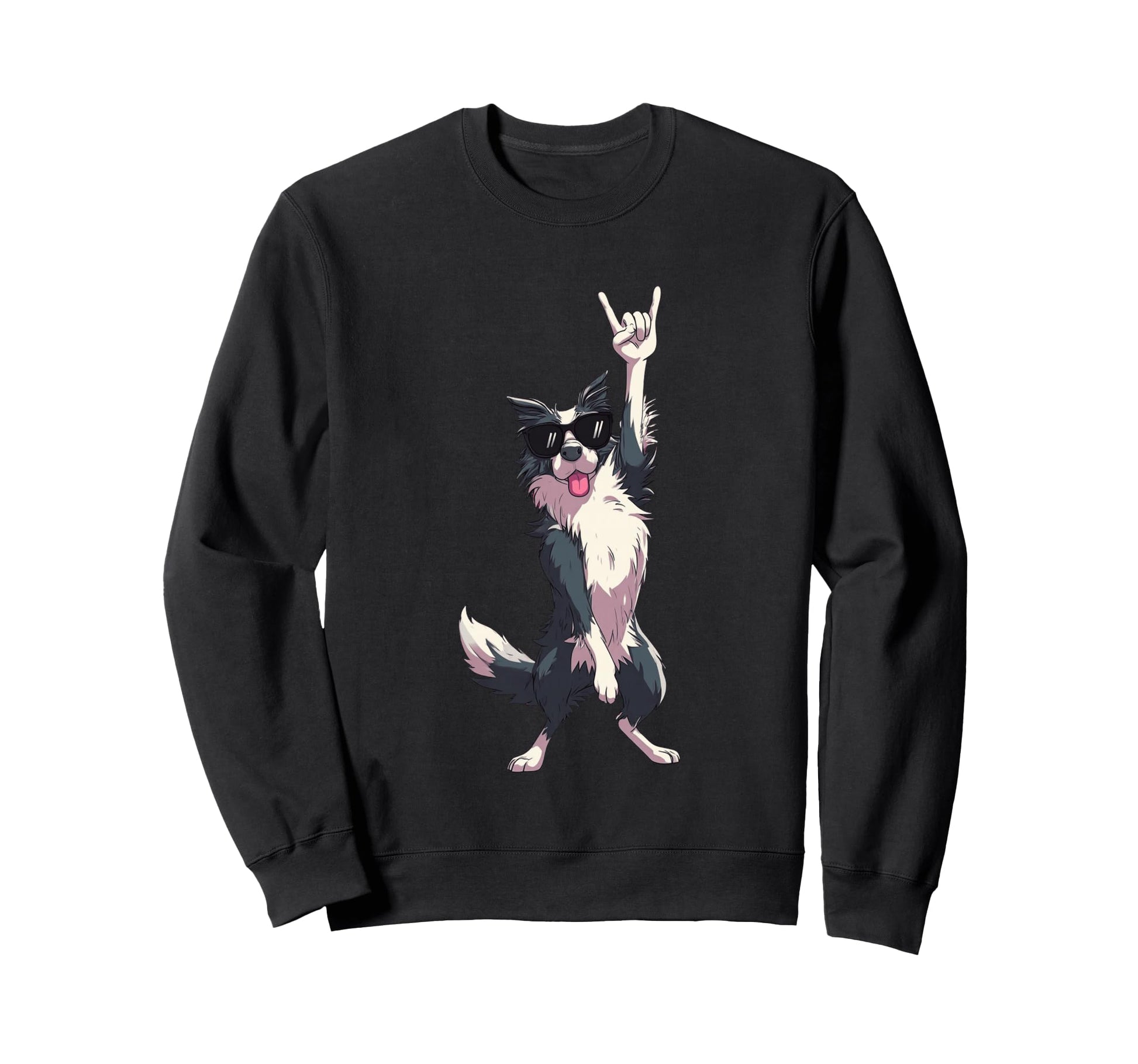 Border Collie Rock Star Dog Sweatshirt - Trendy Graphic for Adults - T-Shirt, Sweatshirt, Hoodie