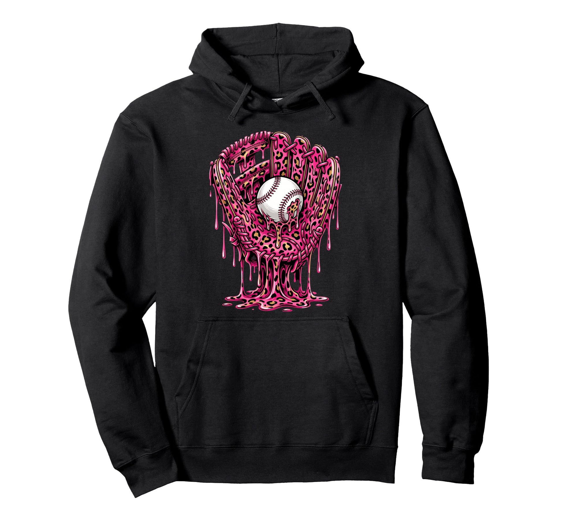 Drip Baseball Leopard Pattern Dripping Hoodie - Novelty Apparel Unisex - T-Shirt, Sweatshirt, Hoodie