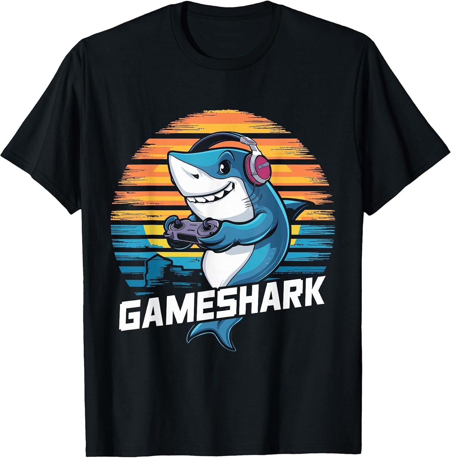 PixelWing Creations Gaming Shark Apparel - Adult & Kids T-Shirts, Sweatshirts & Hoodies apparel design preview 1