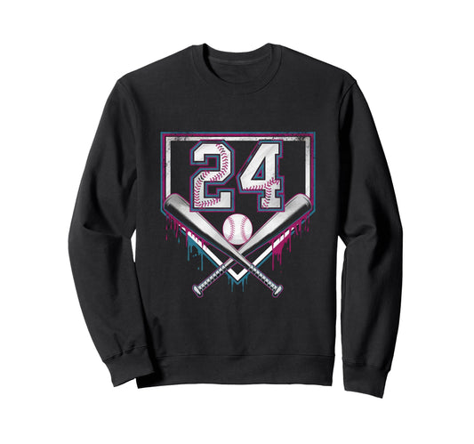 24Th Birthday Baseball Home Ice Sweatshirt - Fun Novelty Design Unisex - T-Shirt, Sweatshirt, Hoodie