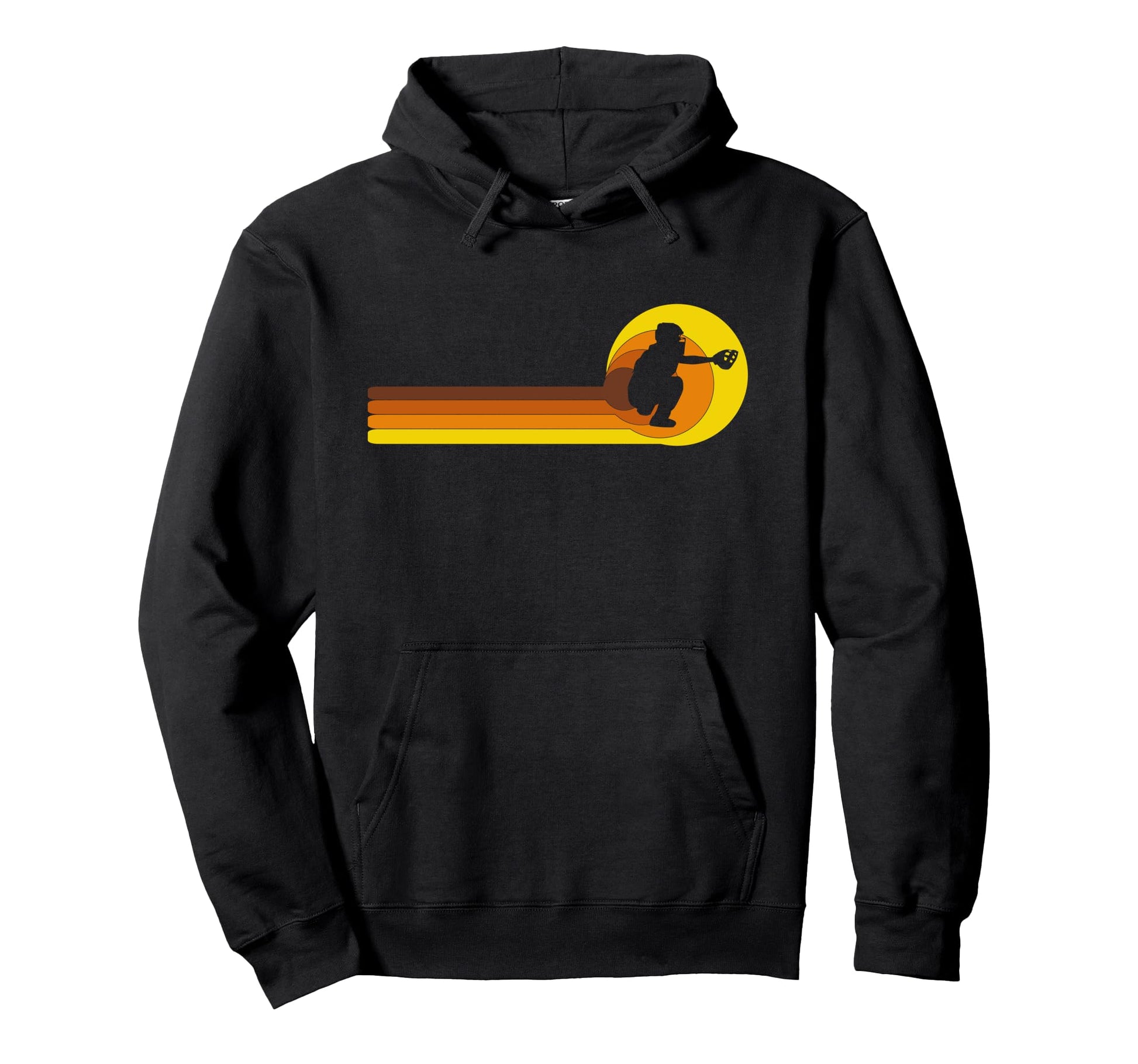 Baseball Softball 70S 80S Catcher Hoodie - Unique Graphic Men Women - T-Shirt, Sweatshirt, Hoodie