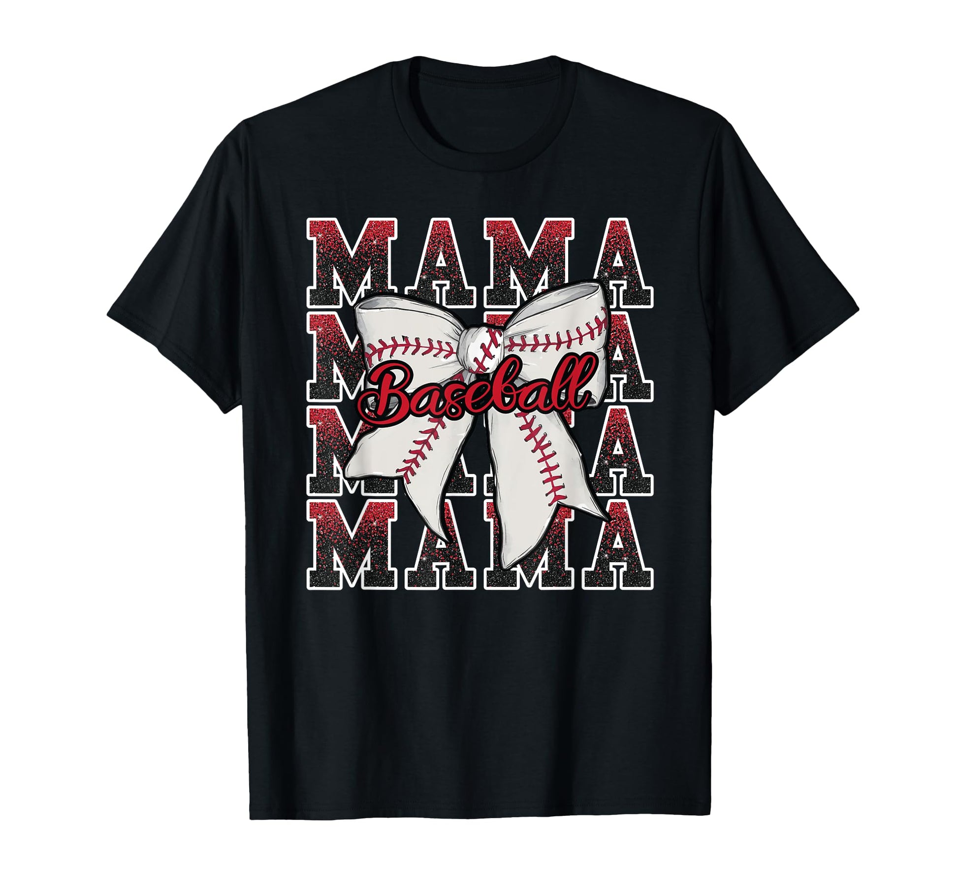 Sport Cheer Red Coquette Bow Baseball T-Shirt - Graphic Print Men Women - T-Shirt, Sweatshirt, Hoodie