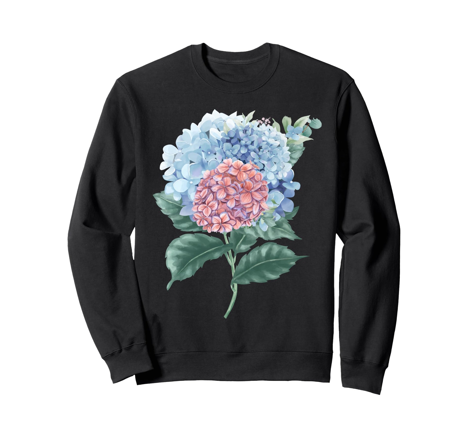 Womens Hydrangea Flower Botanical Sweatshirt - Unique Graphic Men Women - T-Shirt, Sweatshirt, Hoodie