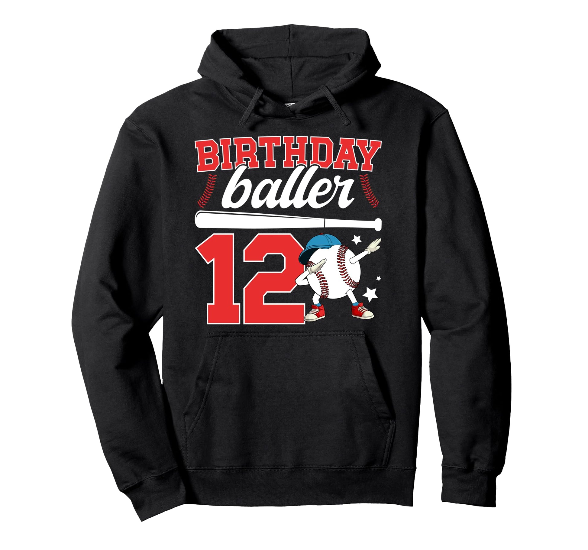 12Th Baseball Birthday Twelve Year Old Hoodie - Unique Graphic for Adults - T-Shirt, Sweatshirt, Hoodie