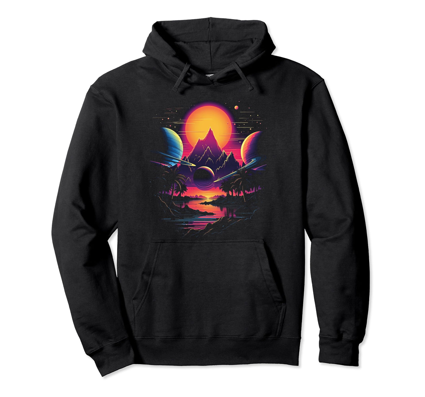 Vaporwave Solar System 80S Synthwave Hoodie - Graphic Print Men Women - T-Shirt, Sweatshirt, Hoodie