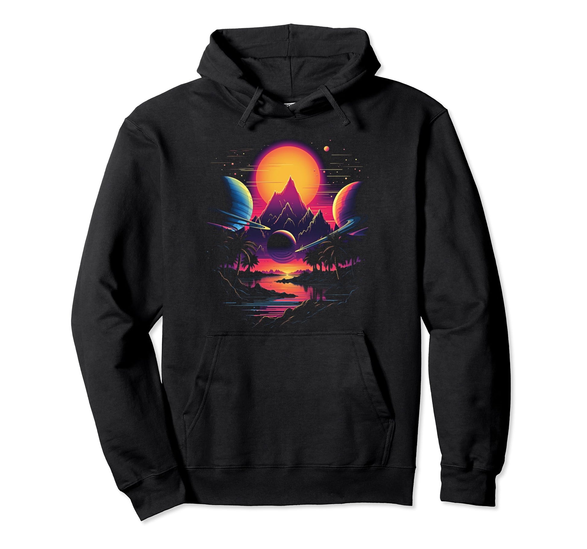 Vaporwave Solar System 80S Synthwave Hoodie - Graphic Print Men Women - T-Shirt, Sweatshirt, Hoodie