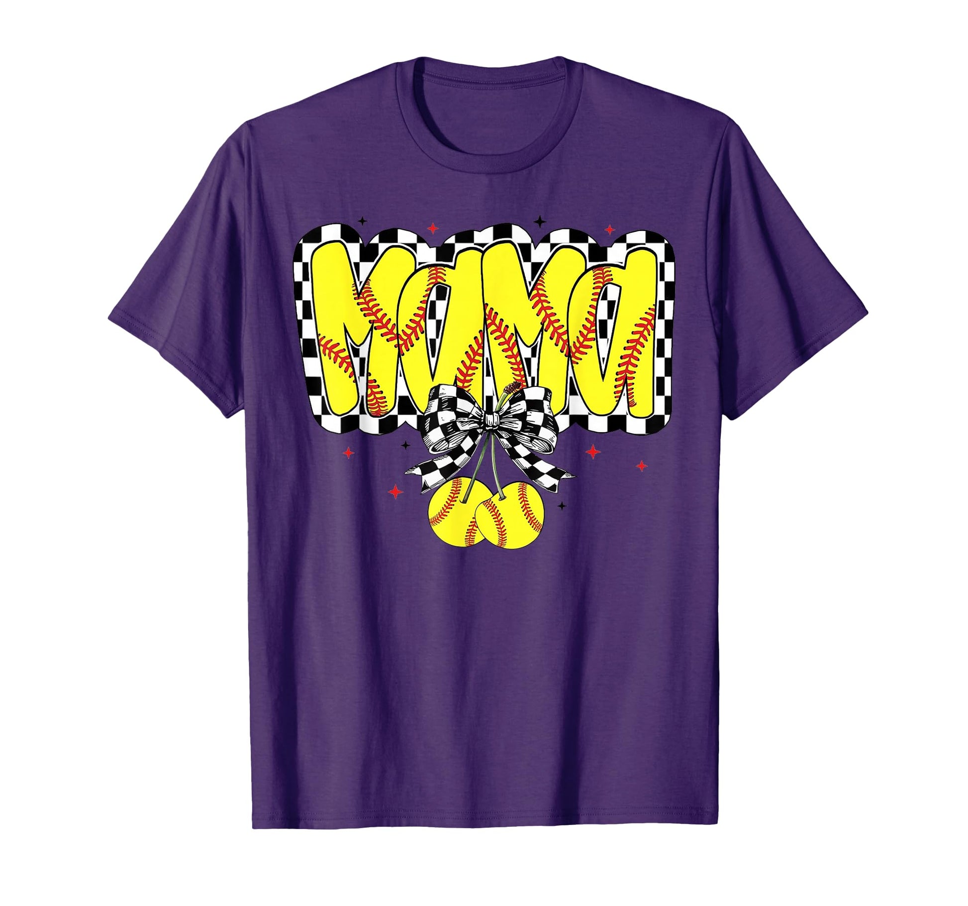 Softball Mama Cherries Coquette Bow T-Shirt - Unique Graphic Unisex - T-Shirt, Sweatshirt, Hoodie