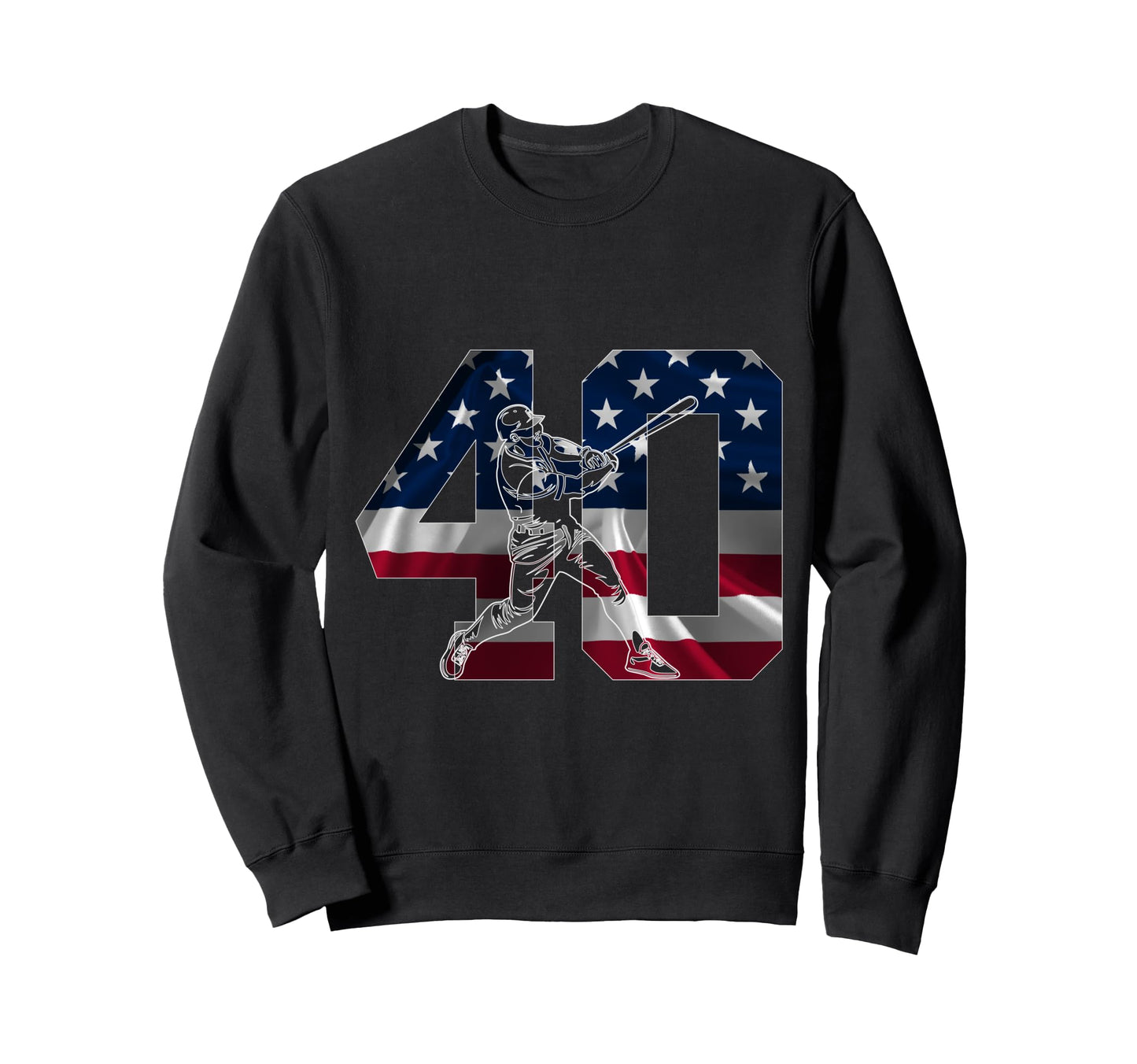 Number 40 Years Baseball 40Th Birthday Sweatshirt - Graphic Print Men Women - T-Shirt, Sweatshirt, Hoodie