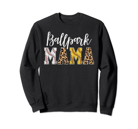Ballpark Mama Baller Mom Mothers Sweatshirt - Aesthetic Graphic for Adults - T-Shirt, Sweatshirt, Hoodie