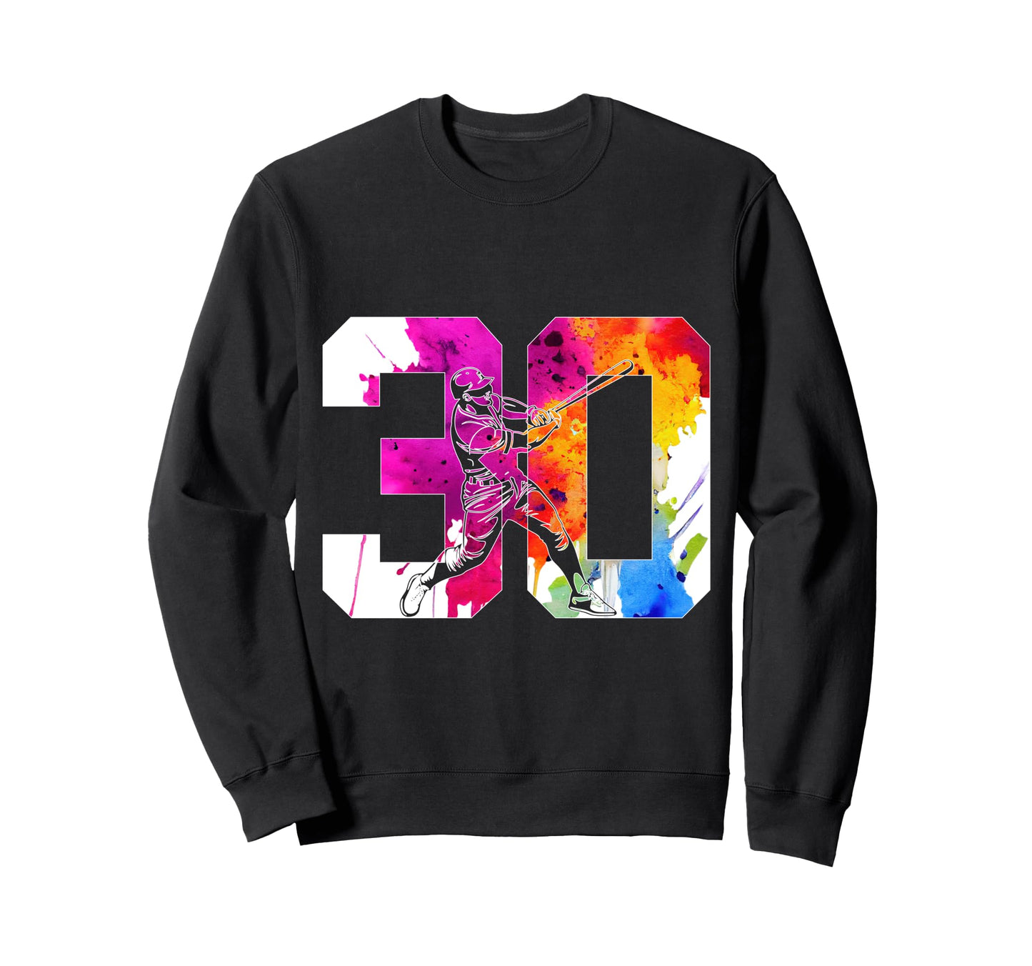 Number 30 Years Baseball 30Th Sweatshirt - Custom Art Print for Adults - T-Shirt, Sweatshirt, Hoodie