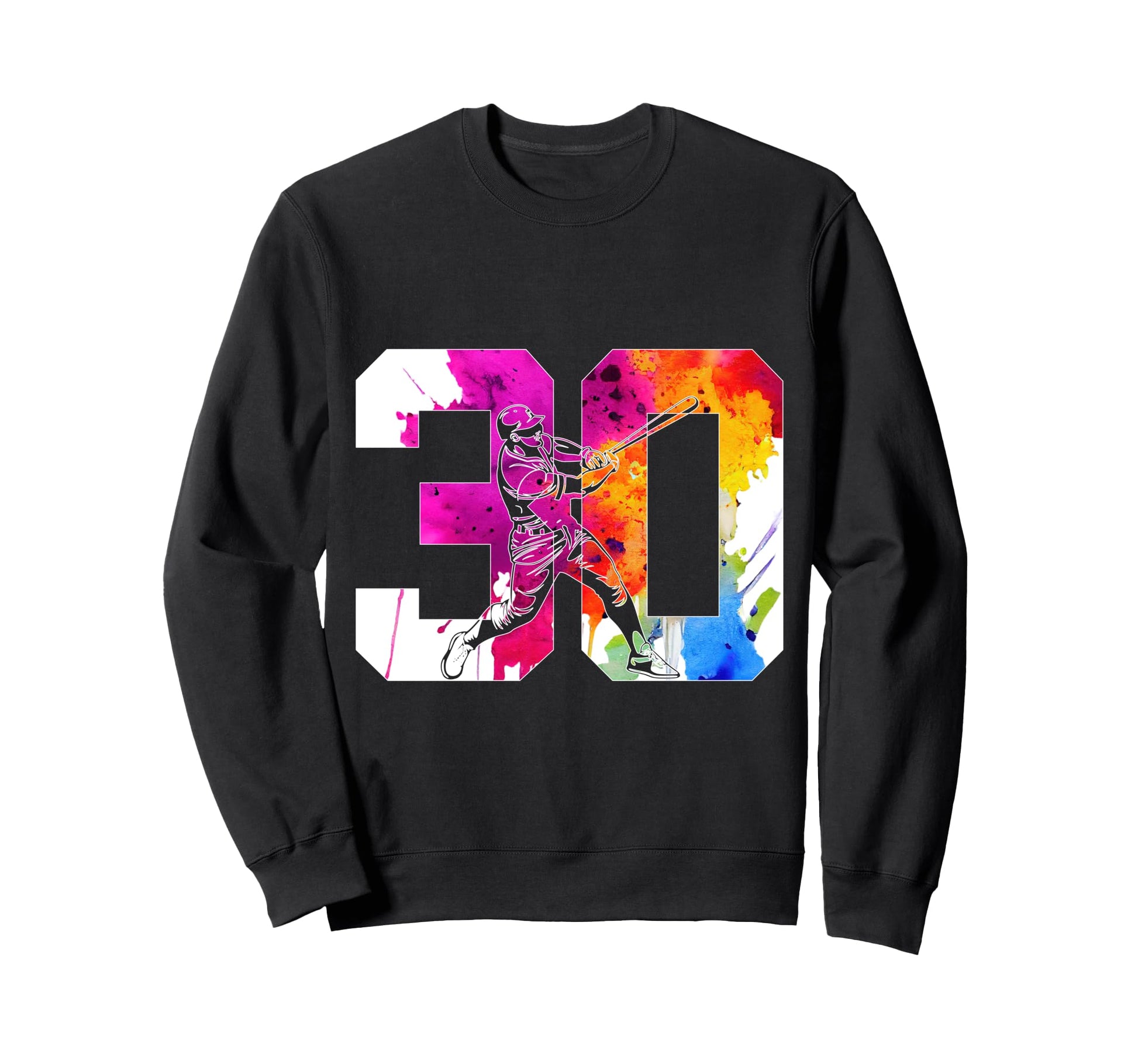 Number 30 Years Baseball 30Th Sweatshirt - Custom Art Print for Adults - T-Shirt, Sweatshirt, Hoodie