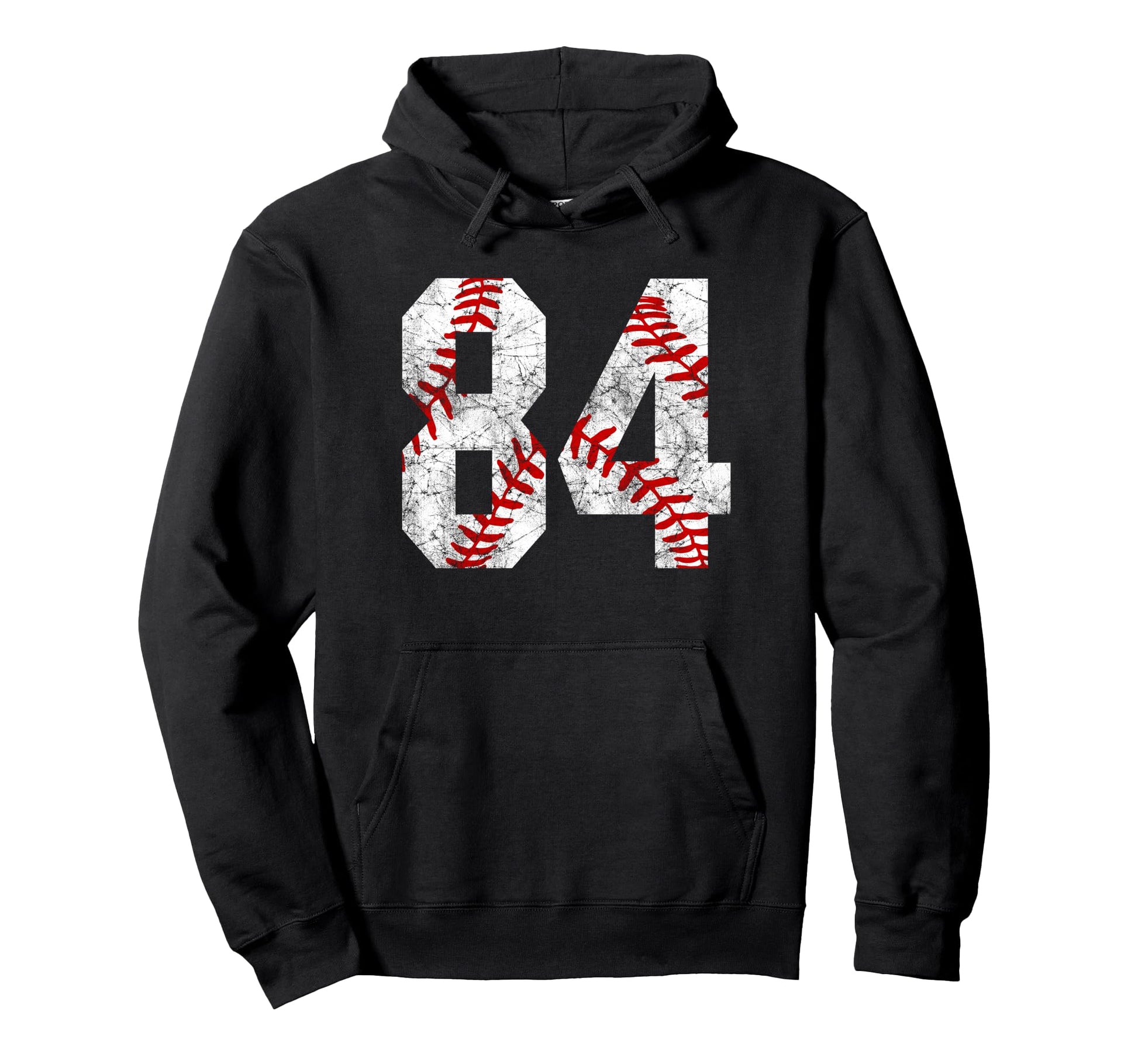 Distressed Baseball Number 84 Jersey Hoodie - Graphic Print Men Women - T-Shirt, Sweatshirt, Hoodie