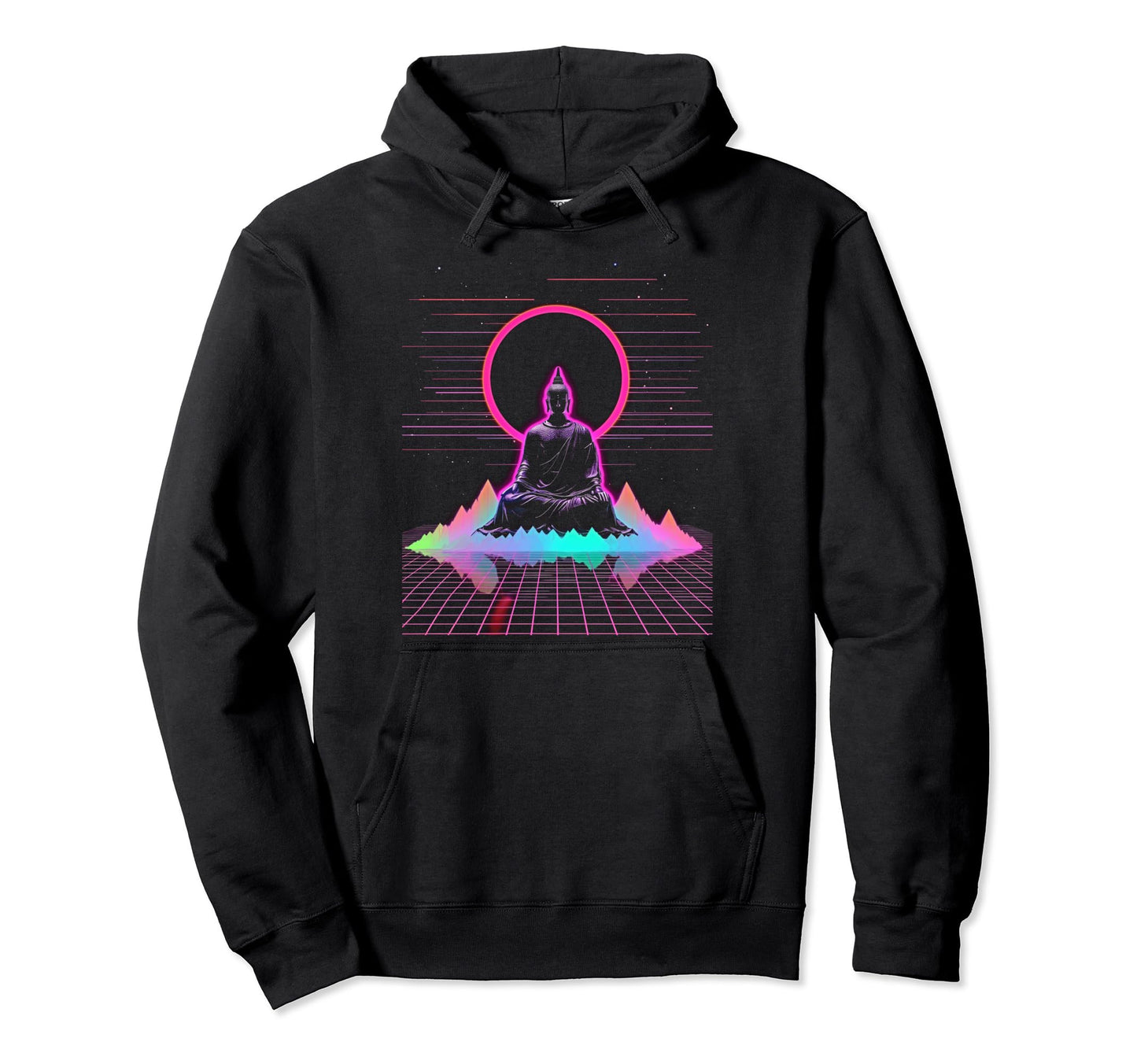 Synthwave Alien Buddha Cyberpunk 80S Sci Fi Hoodie - Unique Graphic Unisex - T-Shirt, Sweatshirt, Hoodie