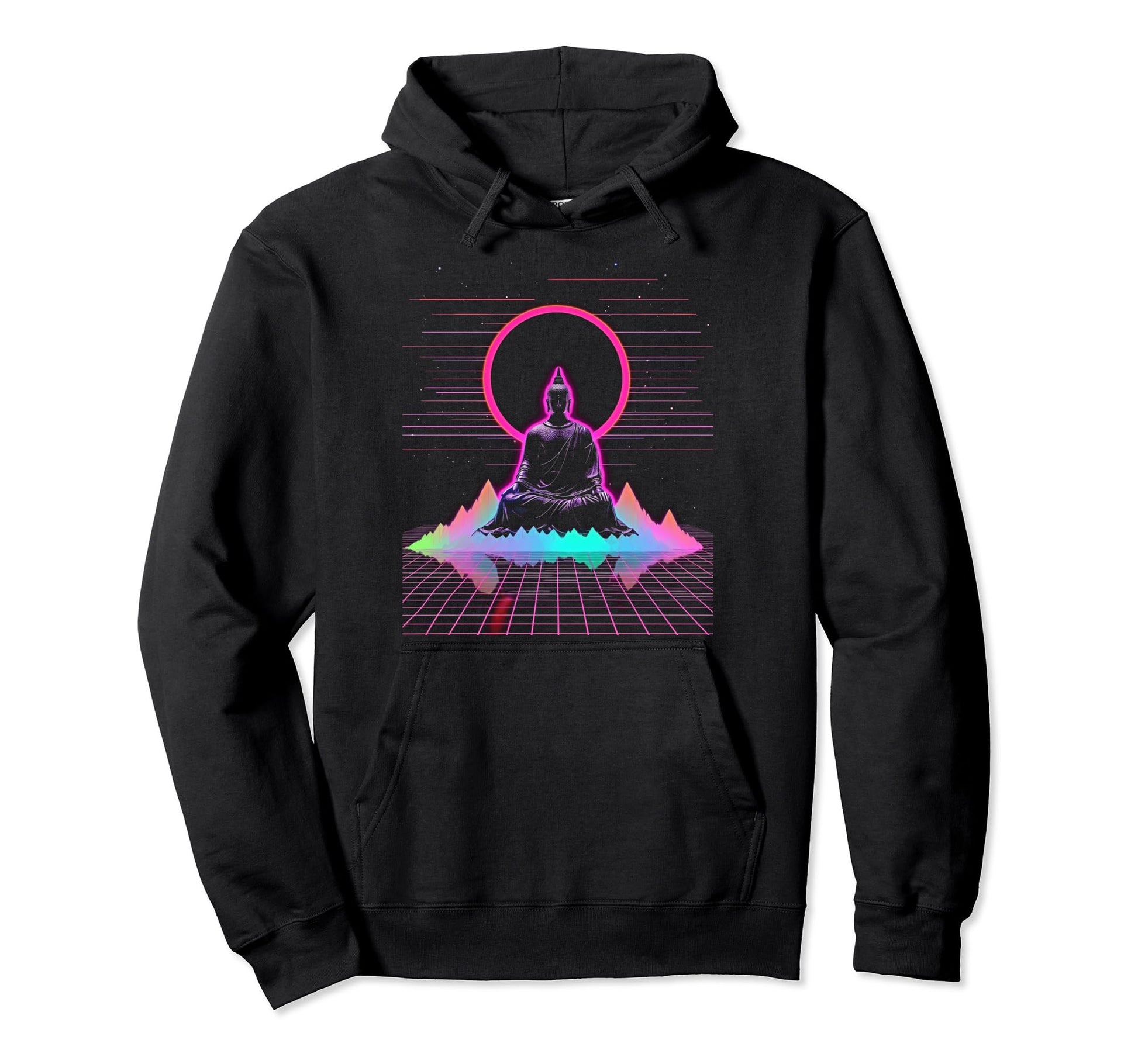 Synthwave Alien Buddha Cyberpunk 80S Sci Fi Hoodie - Unique Graphic Unisex - T-Shirt, Sweatshirt, Hoodie