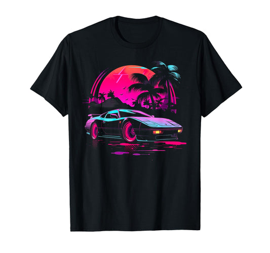 80S Synthwave Sports Car T-Shirt - Novelty Apparel Unisex - T-Shirt, Sweatshirt, Hoodie