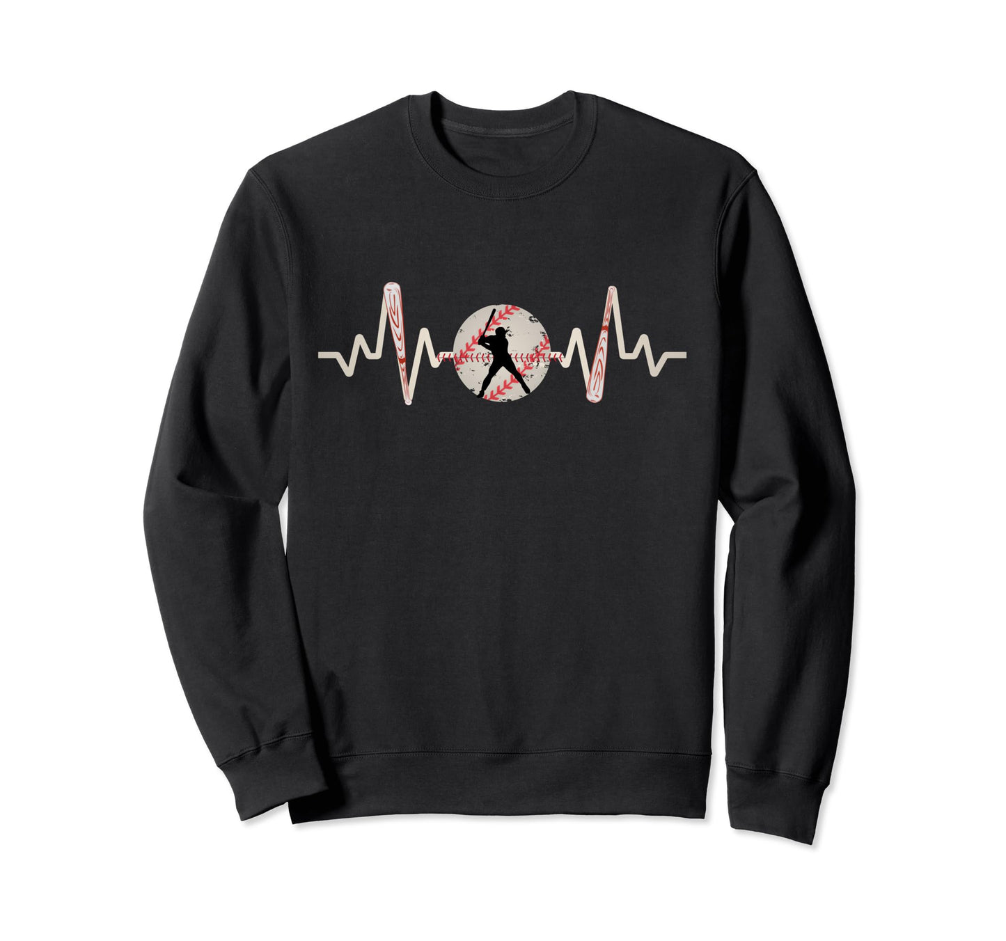 Funny Baseball Heartbeat Sweatshirt - Casual Everyday Wear Men Women - T-Shirt, Sweatshirt, Hoodie