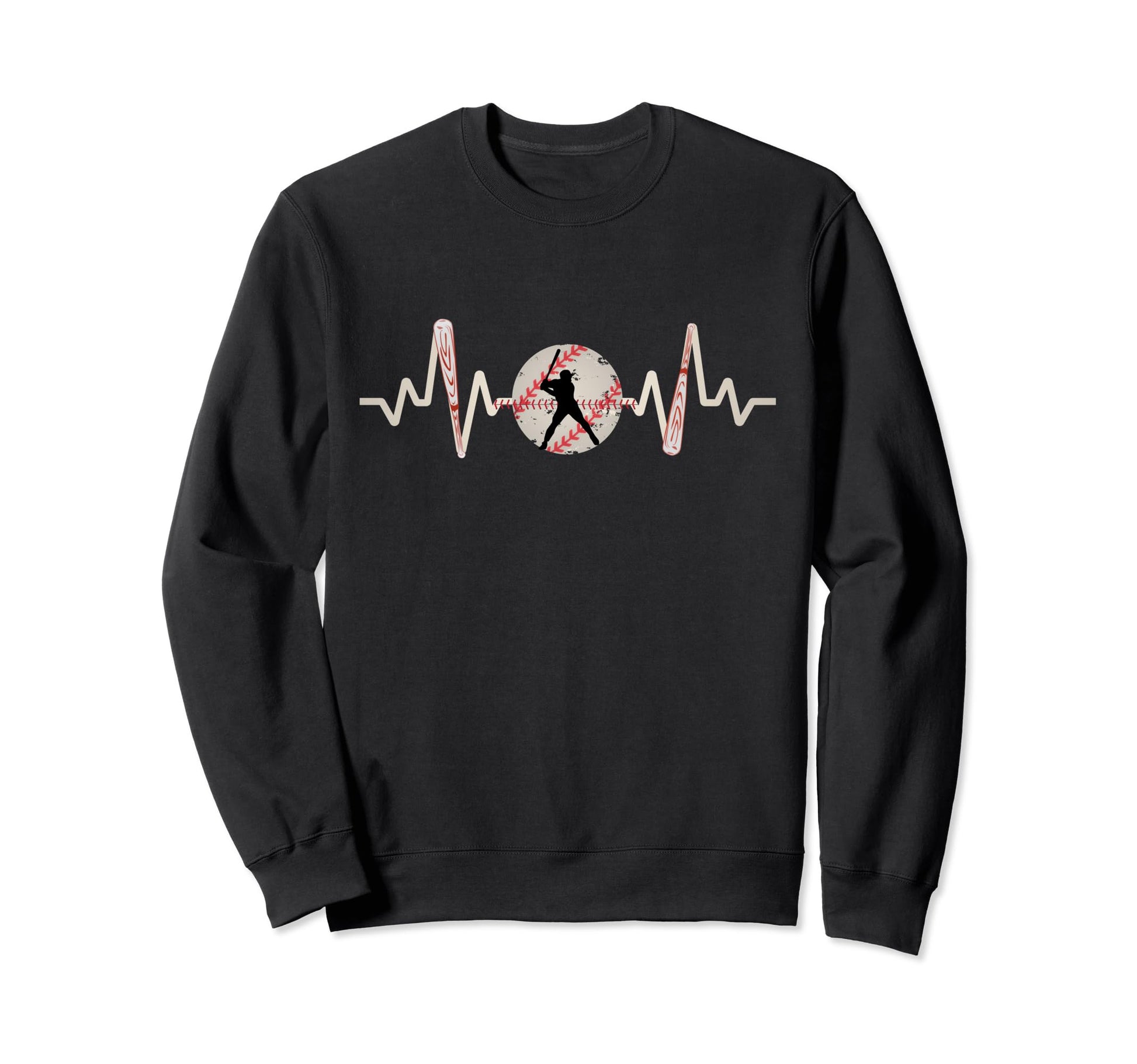 Funny Baseball Heartbeat Sweatshirt - Casual Everyday Wear Men Women - T-Shirt, Sweatshirt, Hoodie