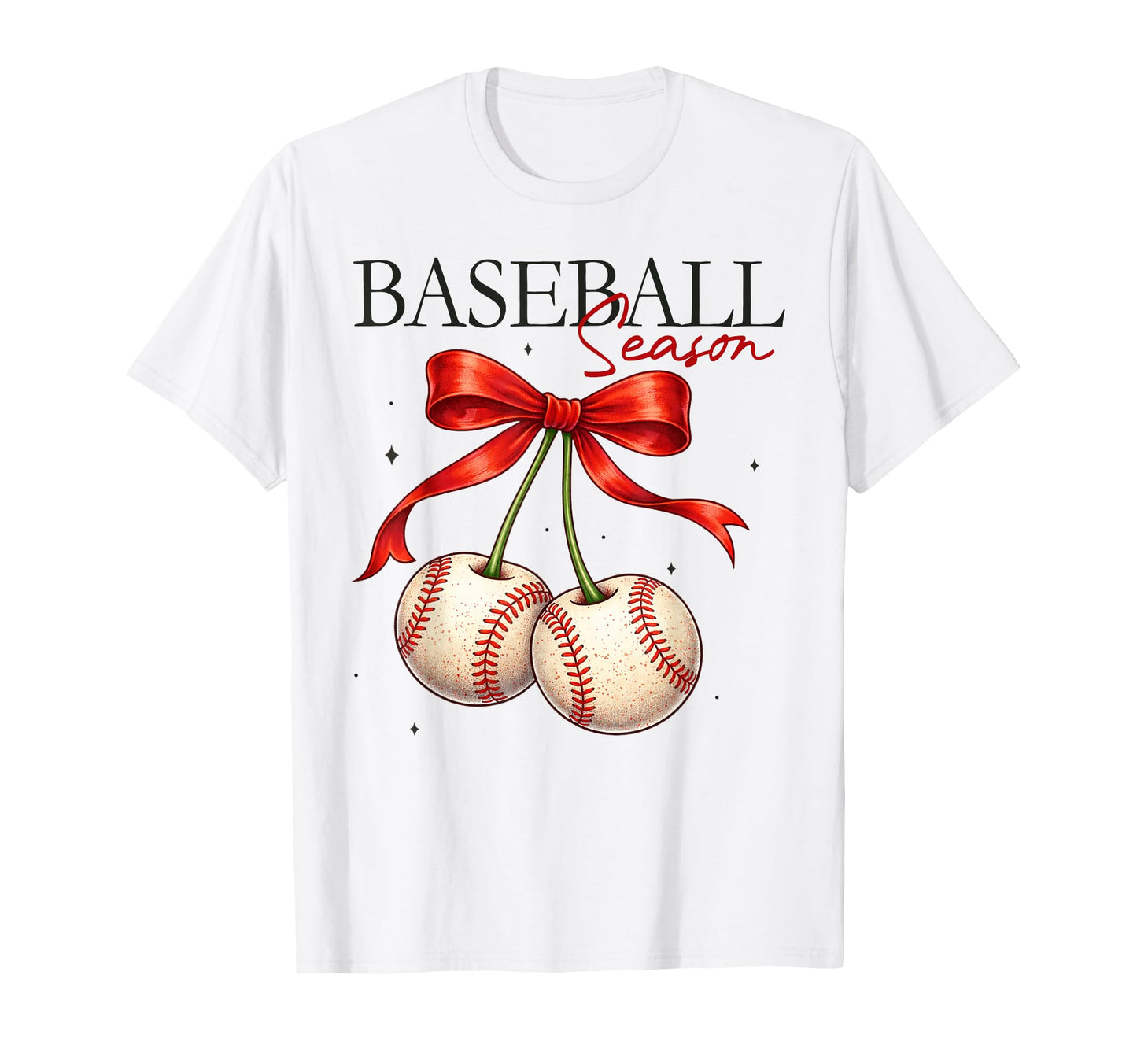 Baseball Season Cherry Bow Game Day T-Shirt - Aesthetic Graphic Unisex - T-Shirt, Sweatshirt, Hoodie