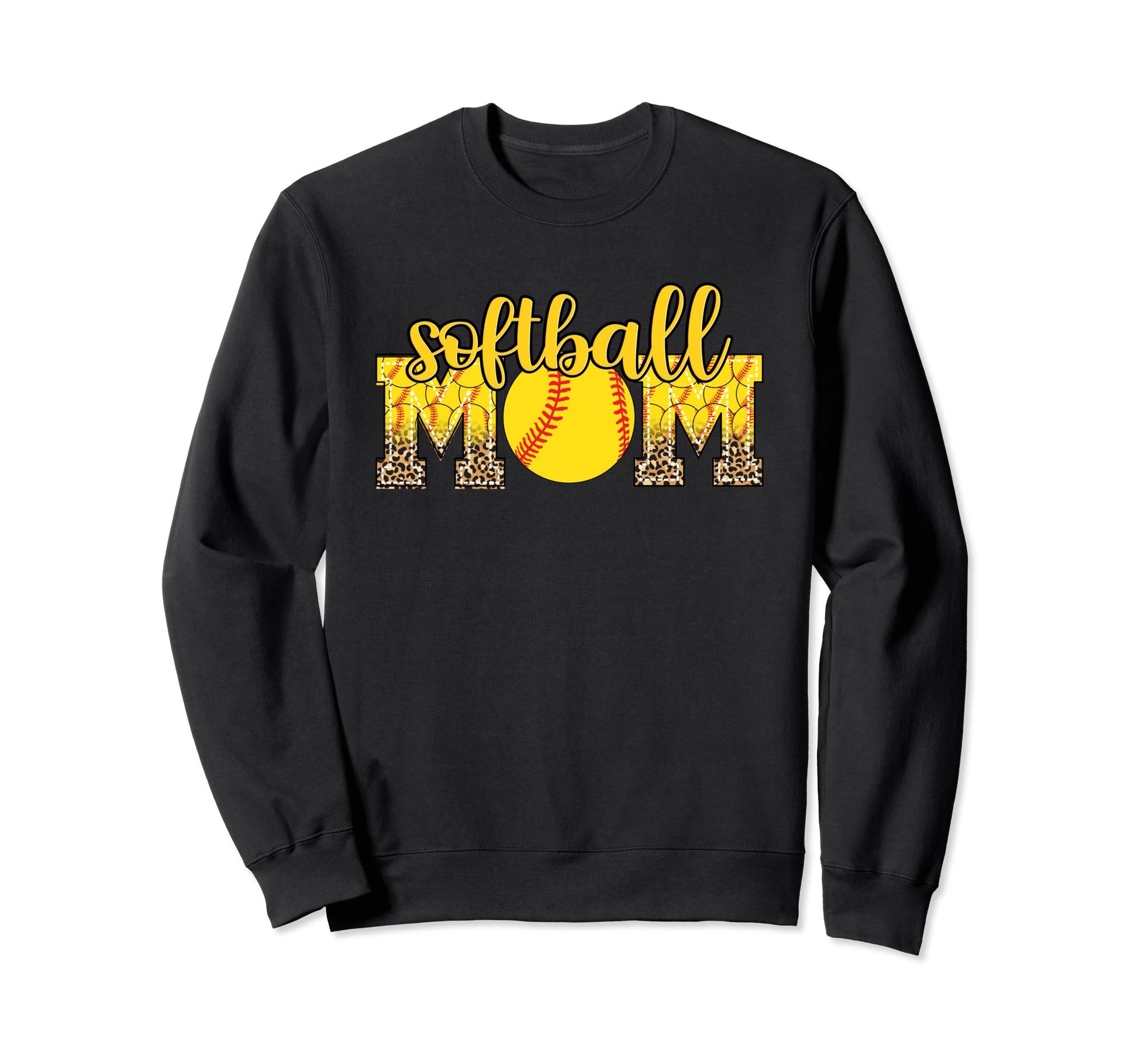 Softball Mom Leopard Funny Softball Sweatshirt - Trendy Graphic Men Women - T-Shirt, Sweatshirt, Hoodie