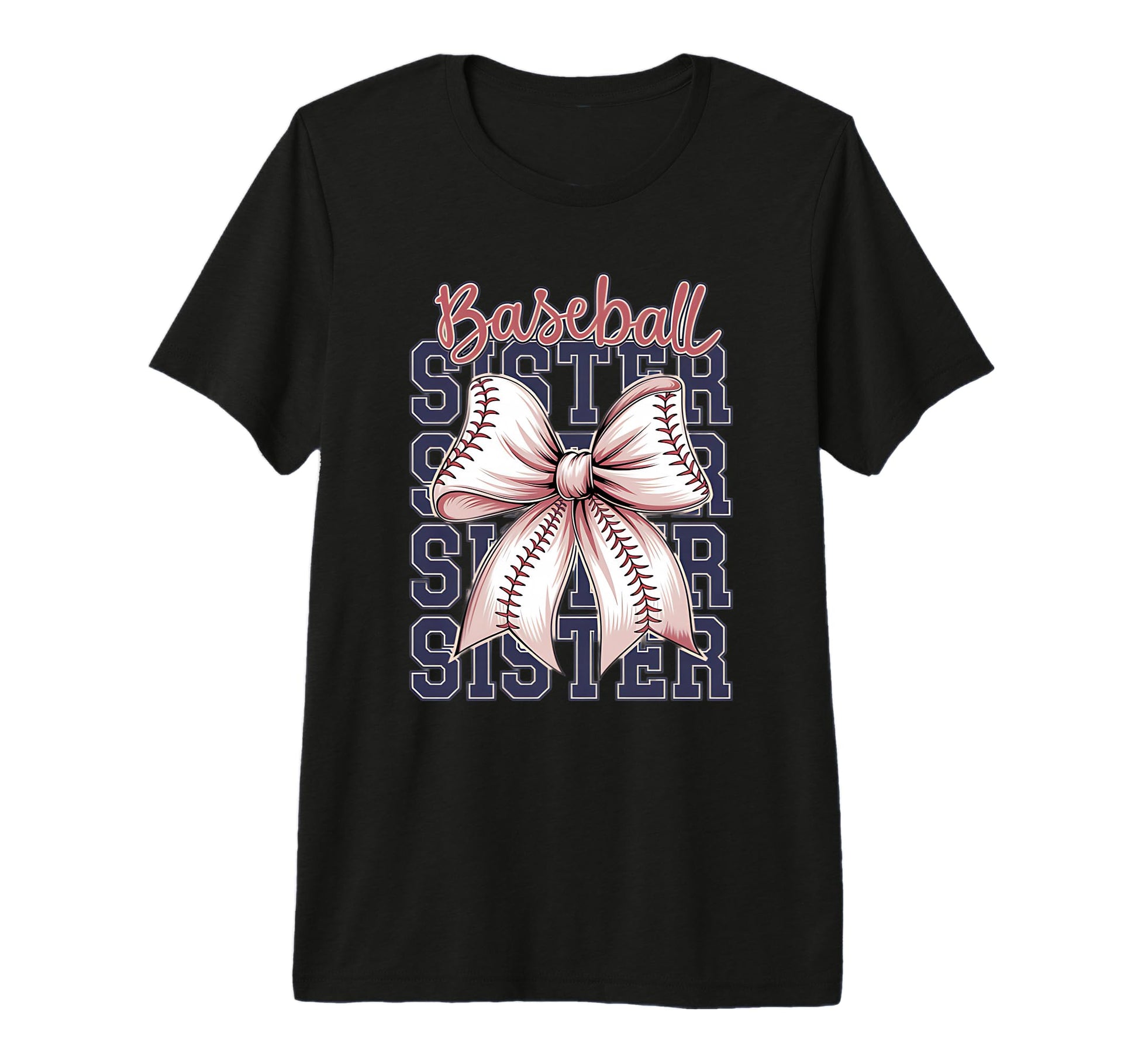Baseball Sister Coquette Bow Tri T-Shirt - Streetwear Style for Adults - T-Shirt, Sweatshirt, Hoodie