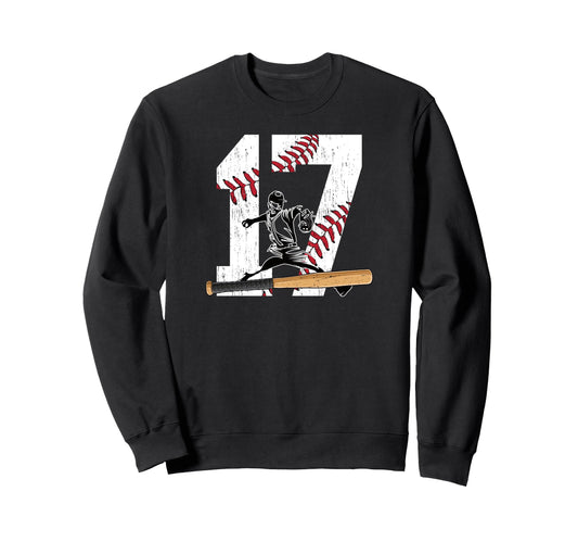 17Th Birthday Baseball Seventeen Sweatshirt - Trendy Graphic for Adults - T-Shirt, Sweatshirt, Hoodie