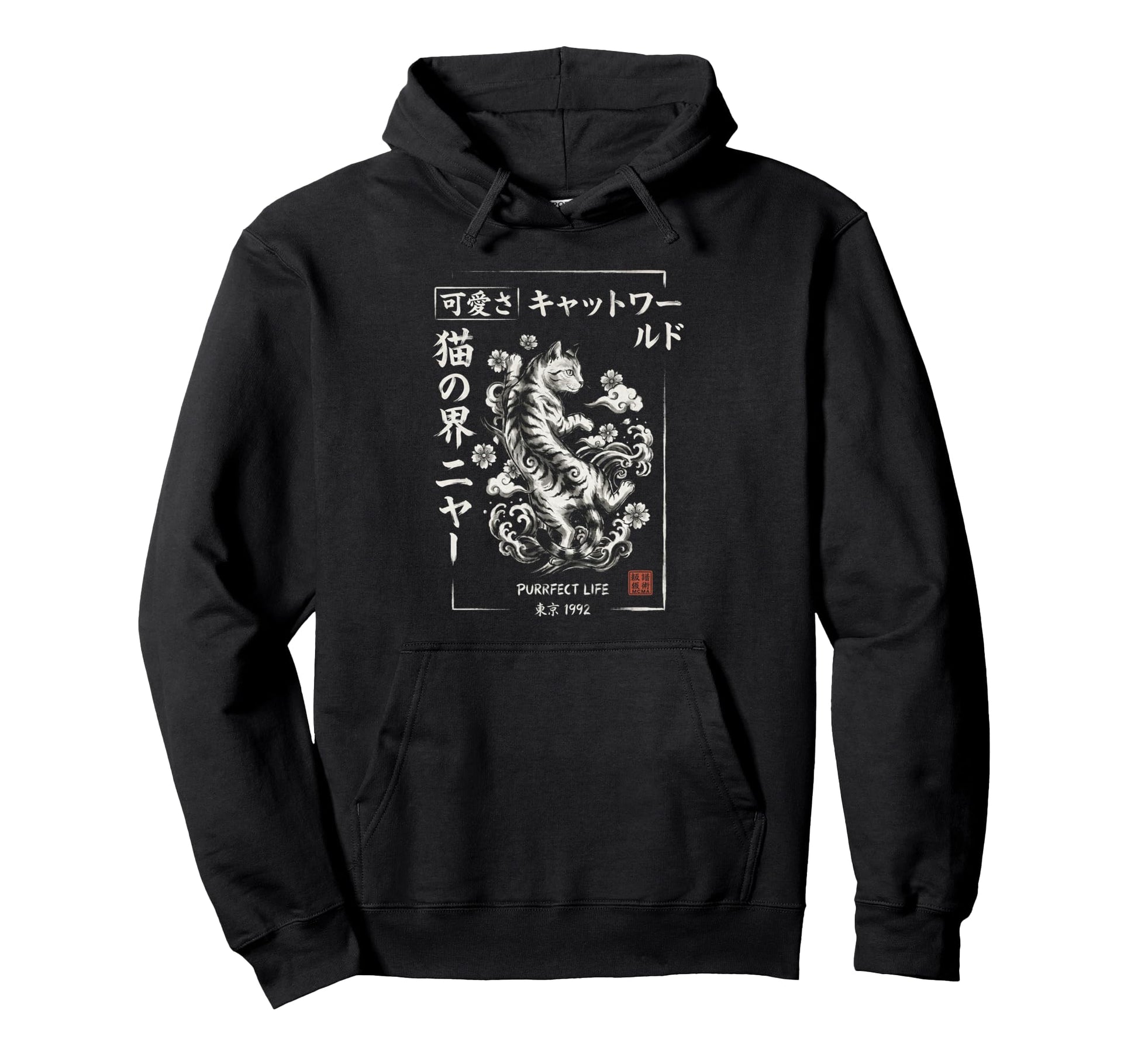 Japanese Streetwear Cat Tokyo 1992 Hoodie - Streetwear Style for Adults - T-Shirt, Sweatshirt, Hoodie
