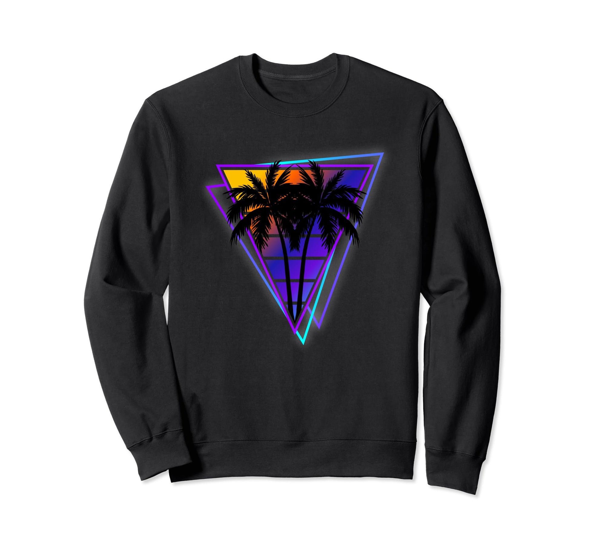 Synthwave Vaporwave Triangle Palm Sweatshirt - Aesthetic Graphic Unisex - T-Shirt, Sweatshirt, Hoodie