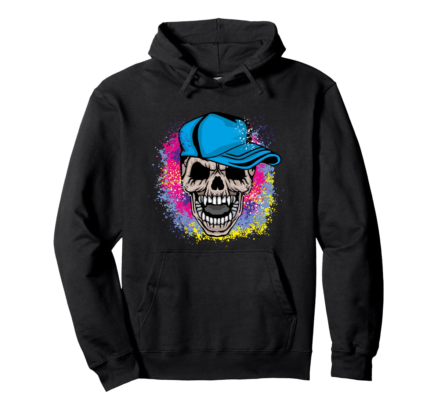Grunge Paint Splatter Skeleton Hoodie - Casual Everyday Wear Men Women - T-Shirt, Sweatshirt, Hoodie