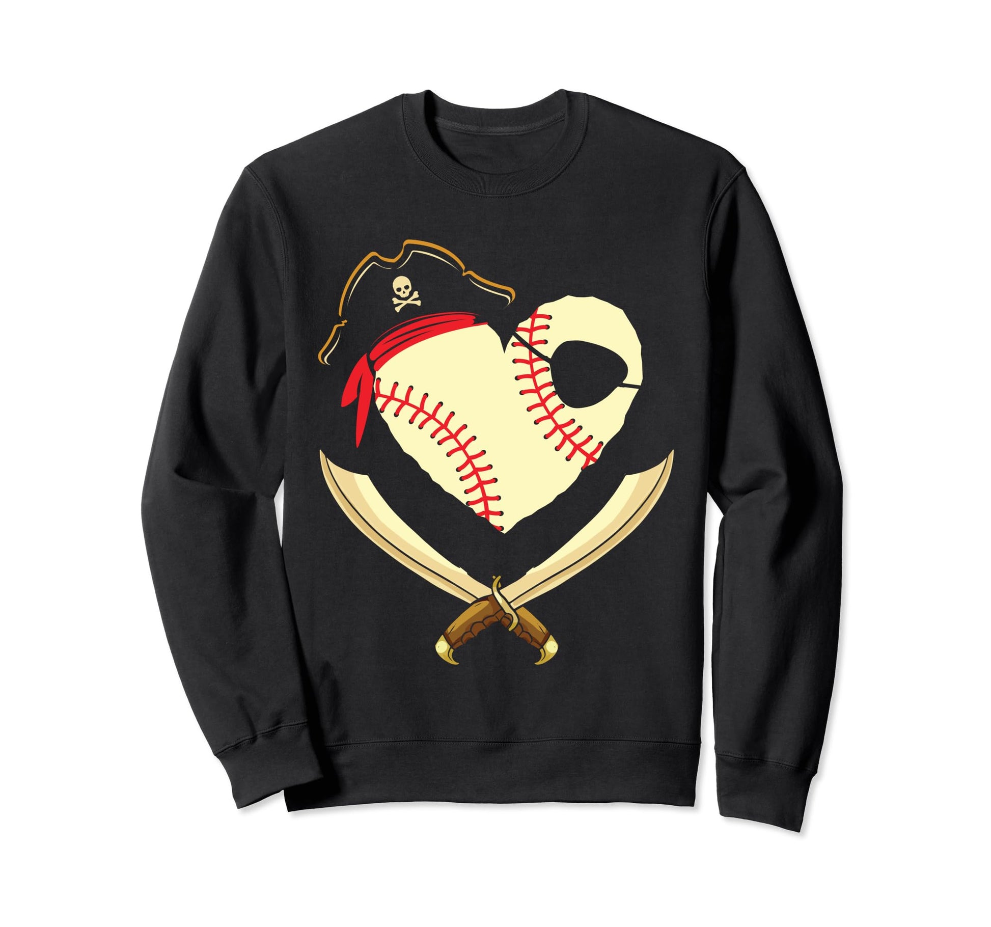 Baseball Pirate Piracy Skull Hat Sweatshirt - Minimalist Print Men Women - T-Shirt, Sweatshirt, Hoodie