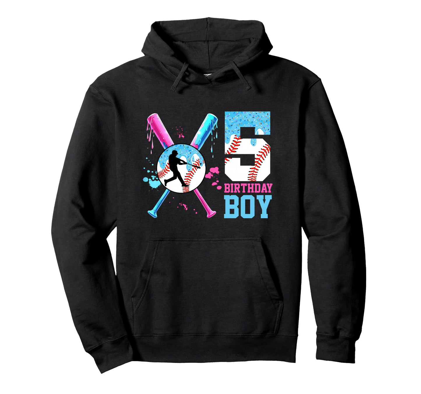 Baseball Ice Cream Drip 5Th Birthday Hoodie - Aesthetic Graphic Men Women - T-Shirt, Sweatshirt, Hoodie