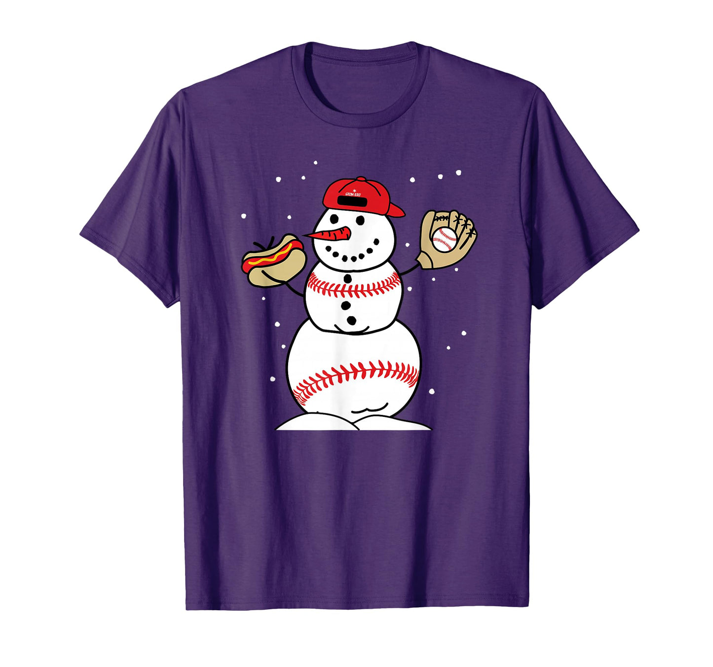 Baseball Snowman Snow Bro Winter Holiday T-Shirt - Graphic Print Men Women - T-Shirt, Sweatshirt, Hoodie