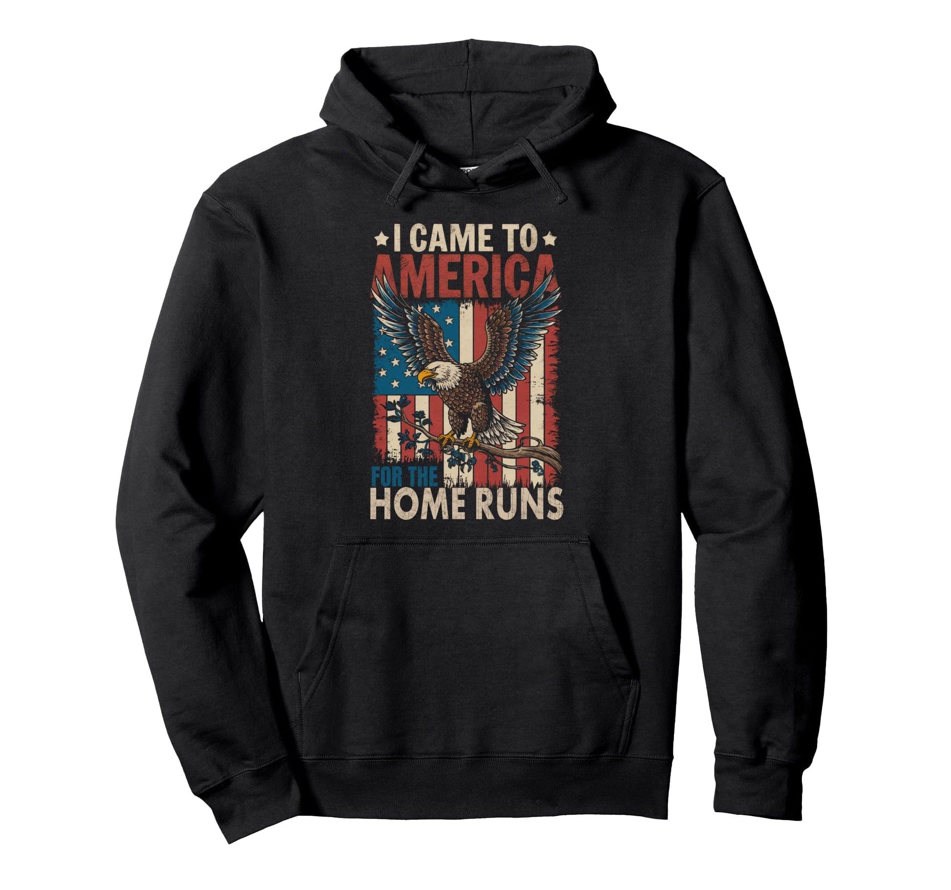 Baseball Lover Patriotic Eagle Hoodie - Casual Everyday Wear Men Women - T-Shirt, Sweatshirt, Hoodie